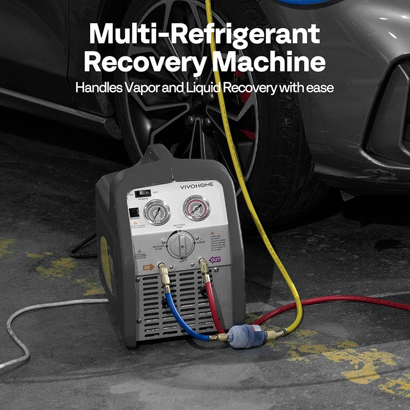Refrigerant Recovery Machine 3/4HP SingleCylinder AC HVAC Recycling Tool 1750rpm