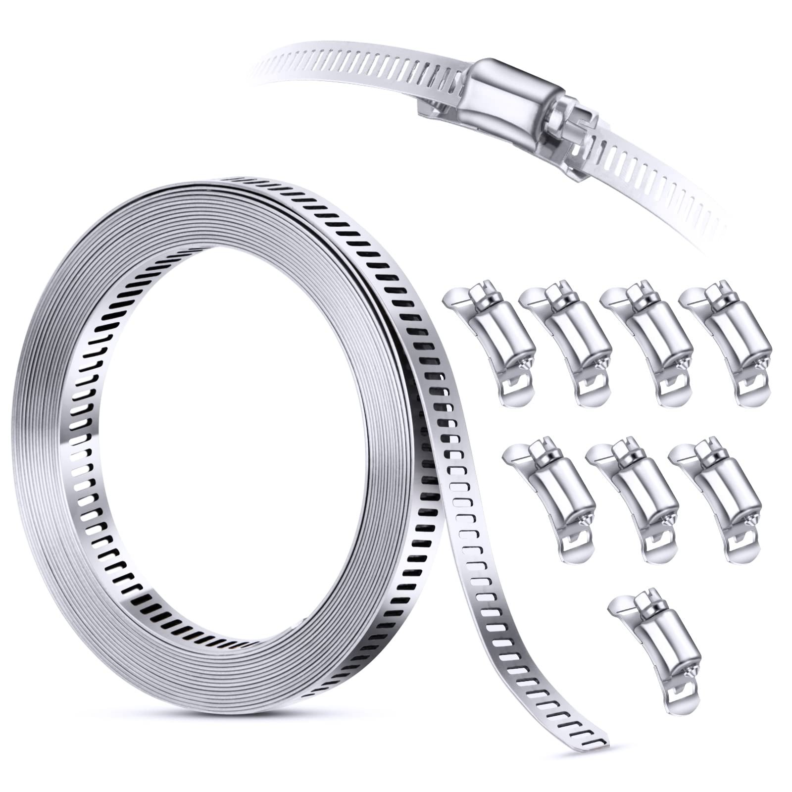 304 Stainless Steel Hose Clamp Assortment Kit DIY, Cut-To-Fit 12 FT