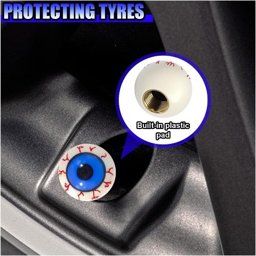 4PCS Eyeball Style Tire Valve Stem Caps, Universal Dustproof Air Le Color: Eye