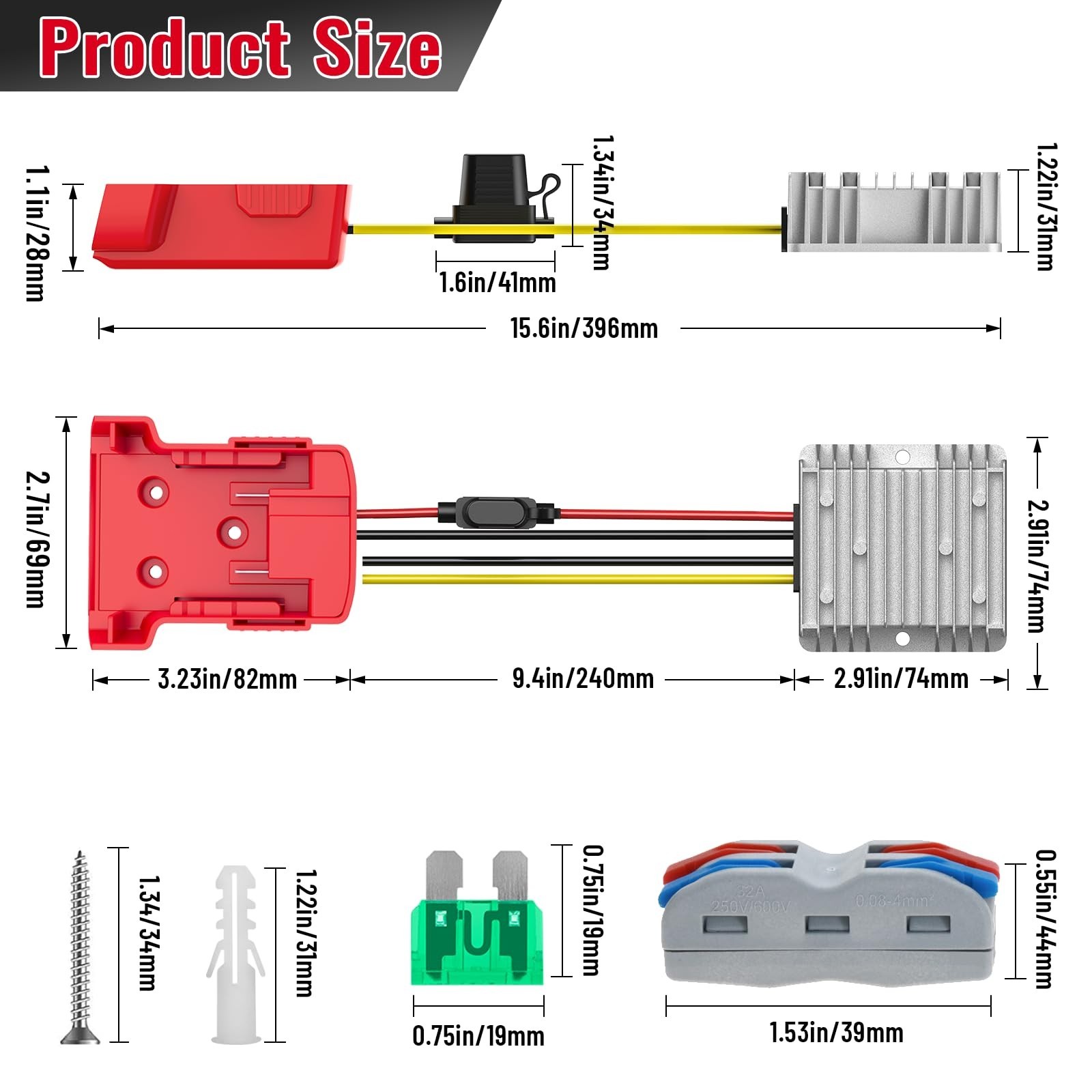 18V to 12V Step Down Converter Compatible with Milwaukee 18V Battery Adapter