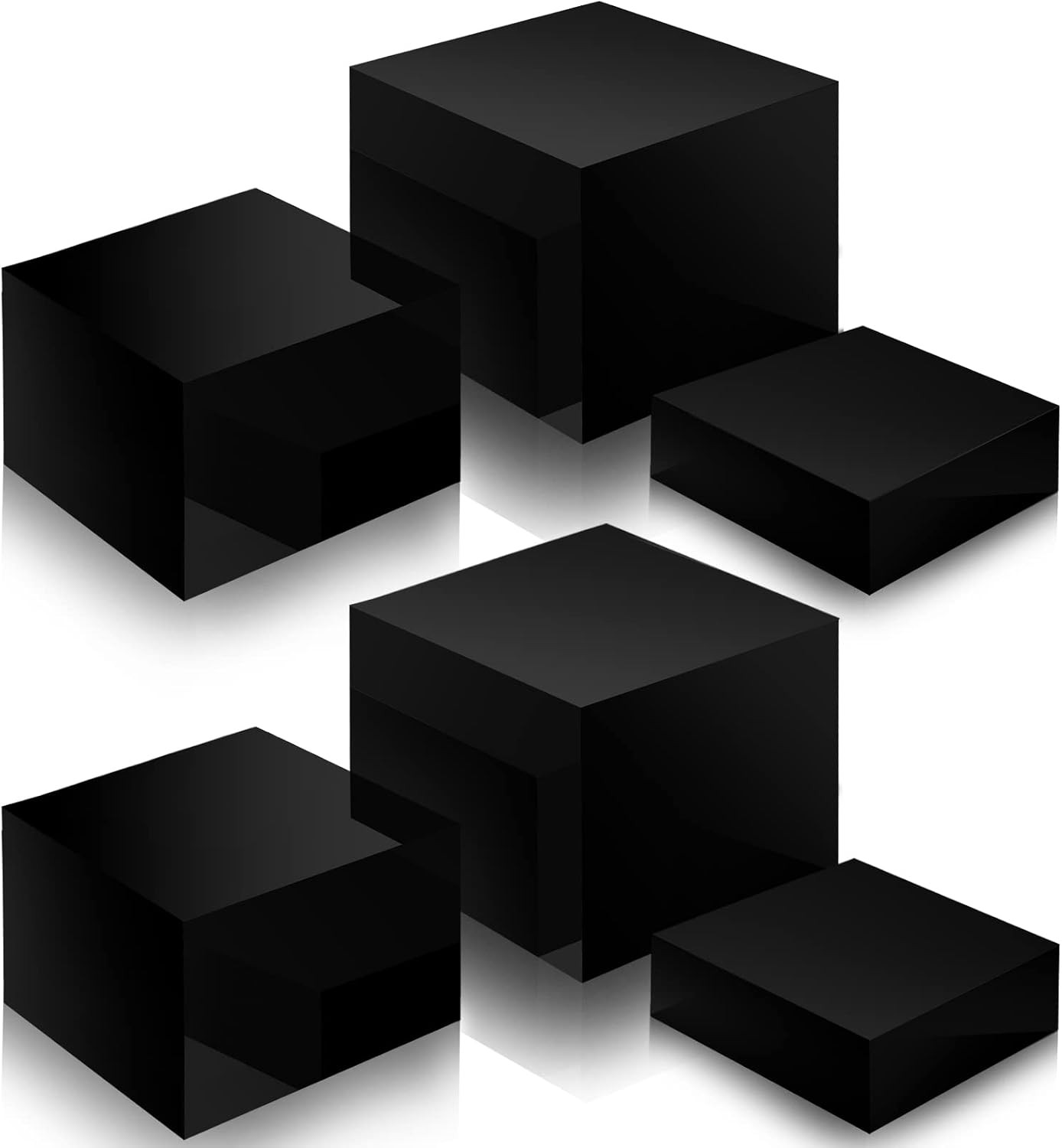 Bucherry 6 Pcs Acrylic Display Risers – Nesting Cubes 5 Sided with Hollow Bottom