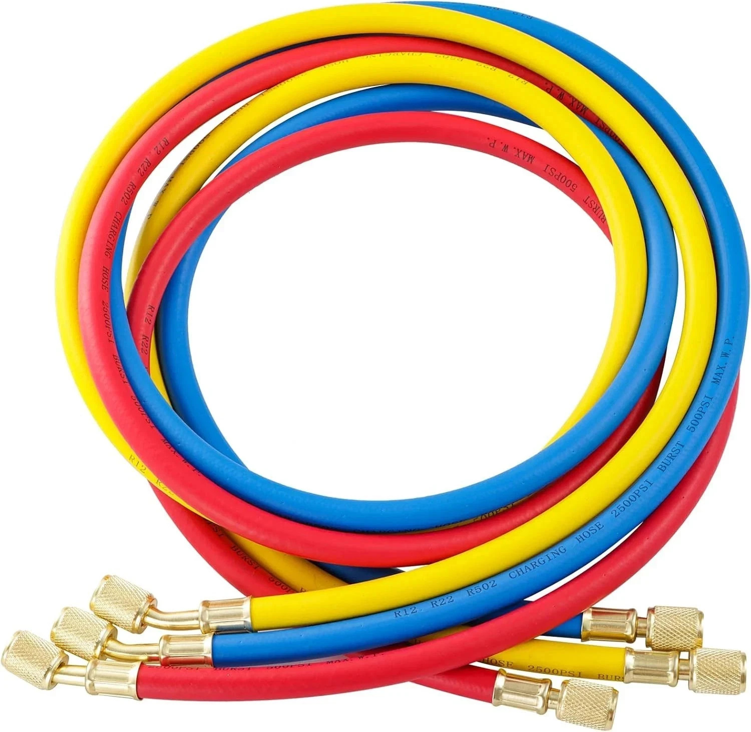3 Pieces AC Manifold Gauge Hose Kit, Refrigerant Charging Hoses 1/4 SAE, 5FT …