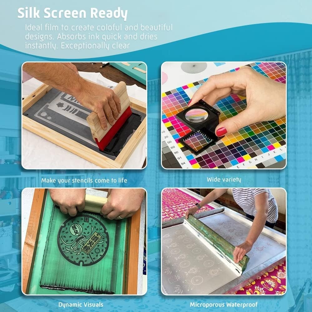 50 Sheets 13″ x 19″ Waterproof Inkjet Transparency Silk Screen Film 100micron