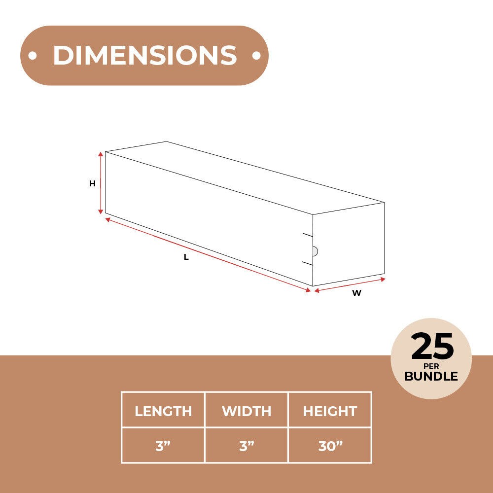 White Square Mailing Tubes 3 x 3 x 30″ ECT-32B 25/Case
