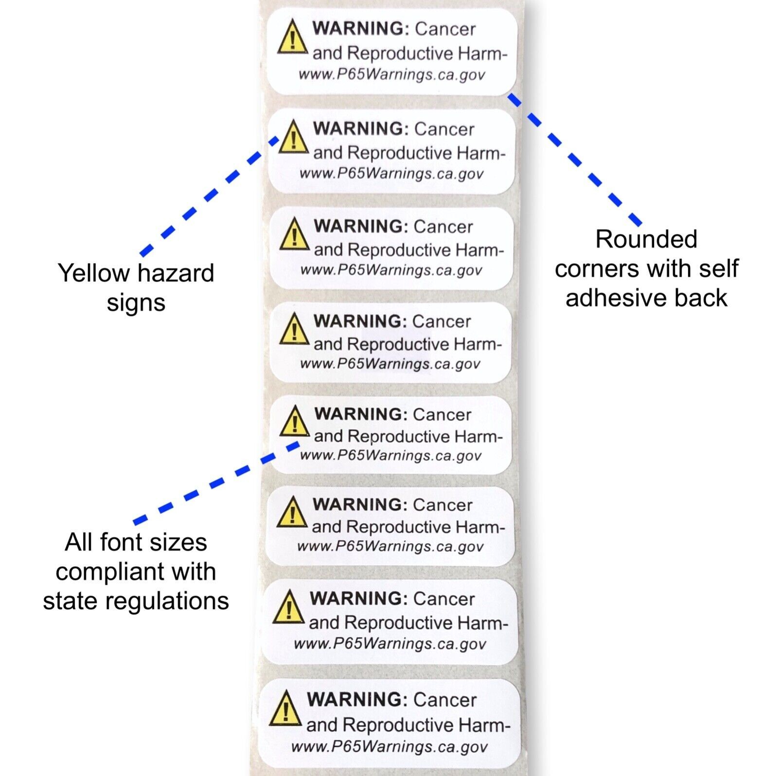 Prop 65 California Warning Labels 1000 Count Roll 3X5 Inch Size