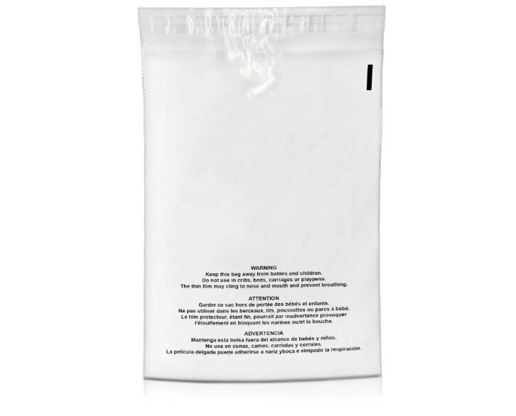2000 Pcs 12X18 Poly Bags Suffocation Warning Clear Merchandise 1.5 mil Self Seal