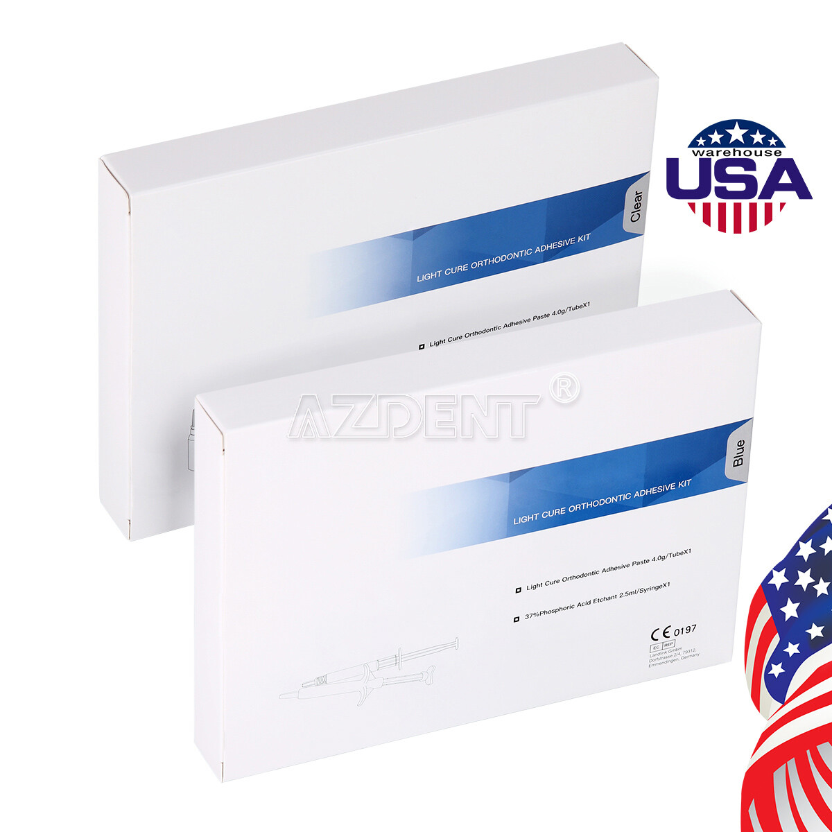 Dental Dentex Orthodontic Light Cure Adhesive Kit Transparent/Blue for Brackets