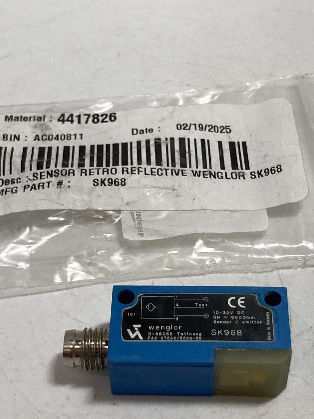 WENGLOR SK968 PHOTOELECTRIC EMITTER THROUGH-BEAM SENSOR 10-30VDC 6000MM NNB