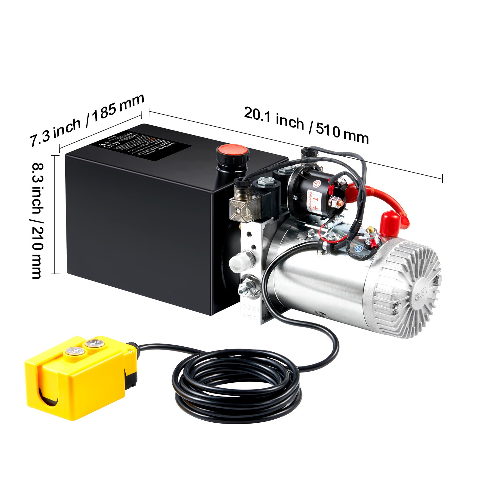 VEVOR 8 Quart Double Acting Hydraulic Pump 12V Dump Trailer Power Unit 2.1HP