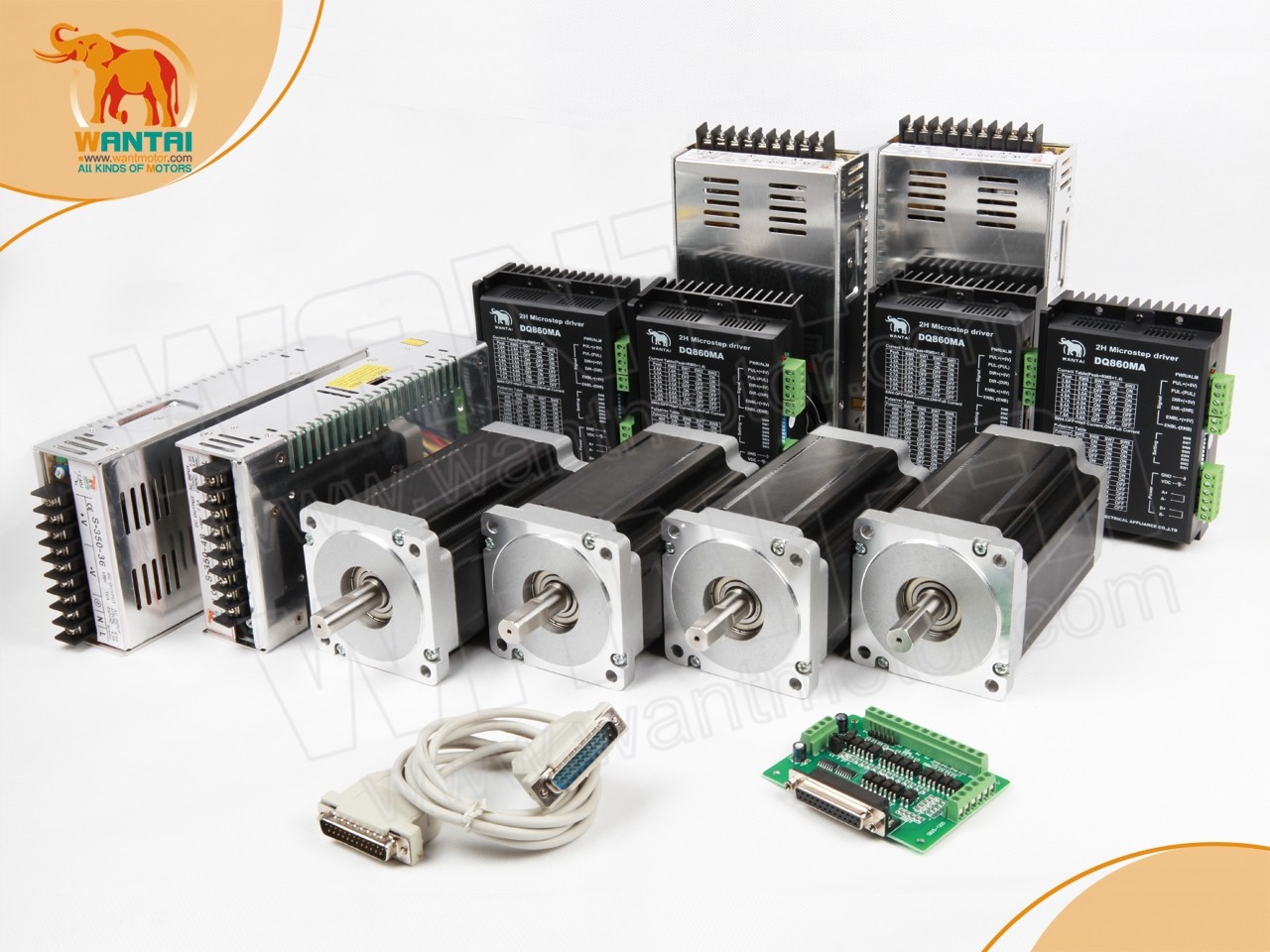 Wantai CNC Router 4Axis Nema34 Stepper Motor 1090oz-in 5.6A+Driver 80V 7.8A ,2ph