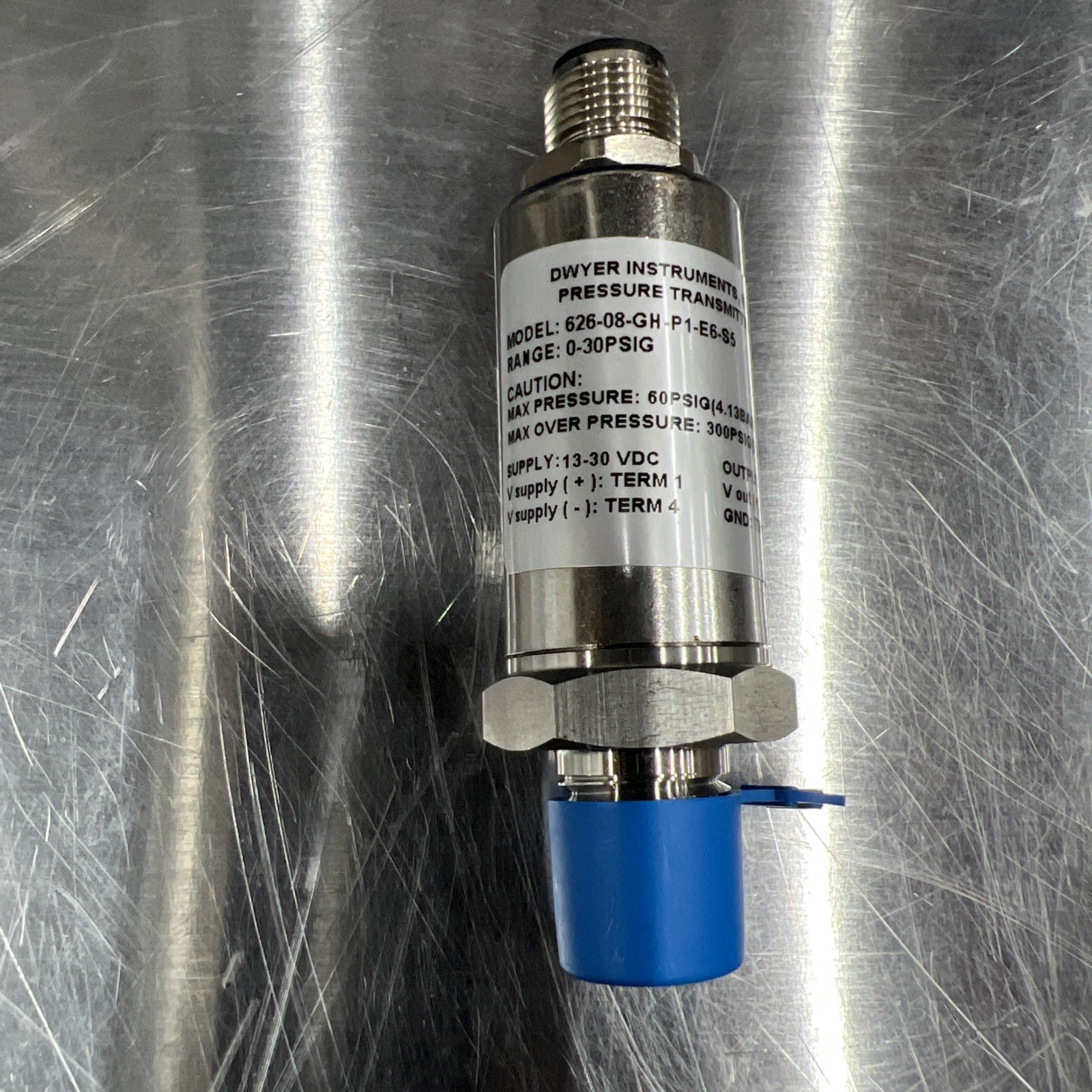 Dwyer Instrument Pressure Transmitter 626-08-GH-P1-E6-S5 24VDC 0-30PSIG 1/4″ NPT