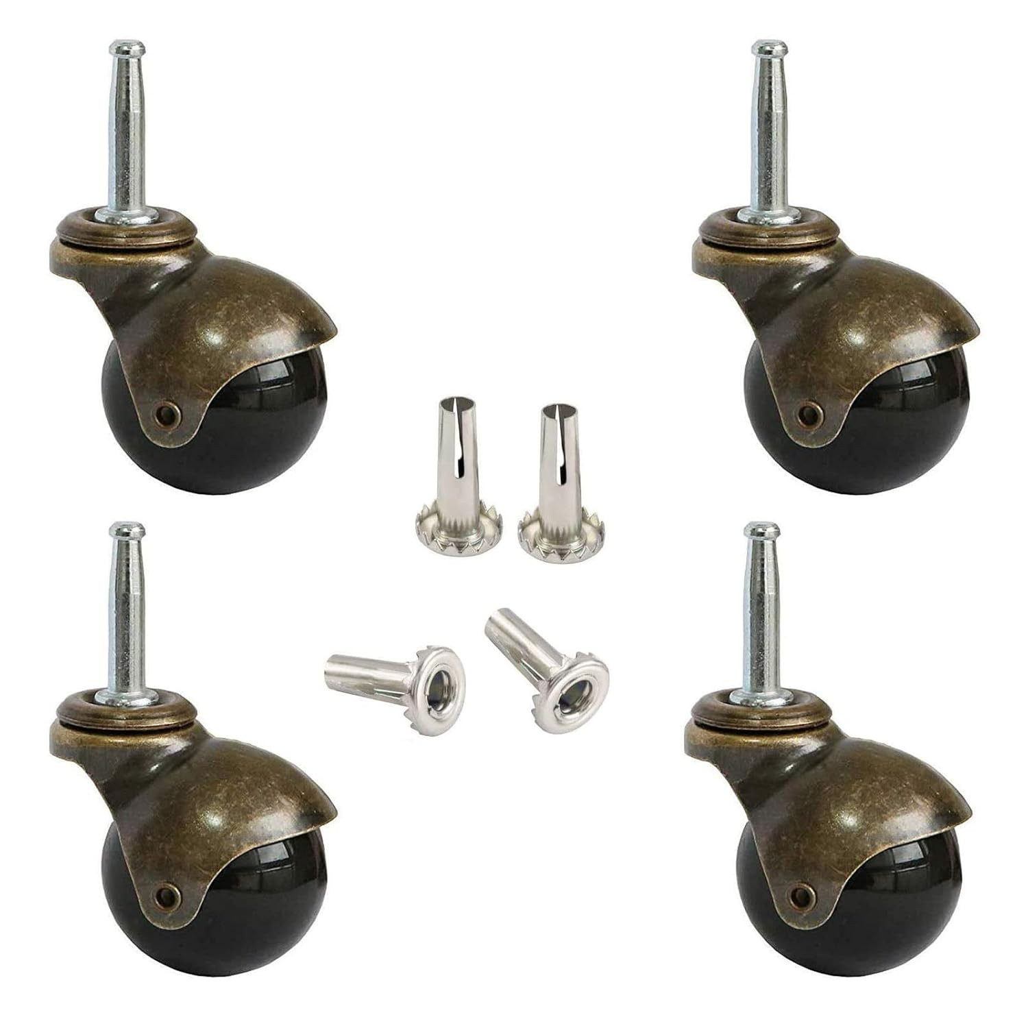 4 Pack Ball Caster Wheels Vintage Furniture Swivel Castors 30kg Load Replacement
