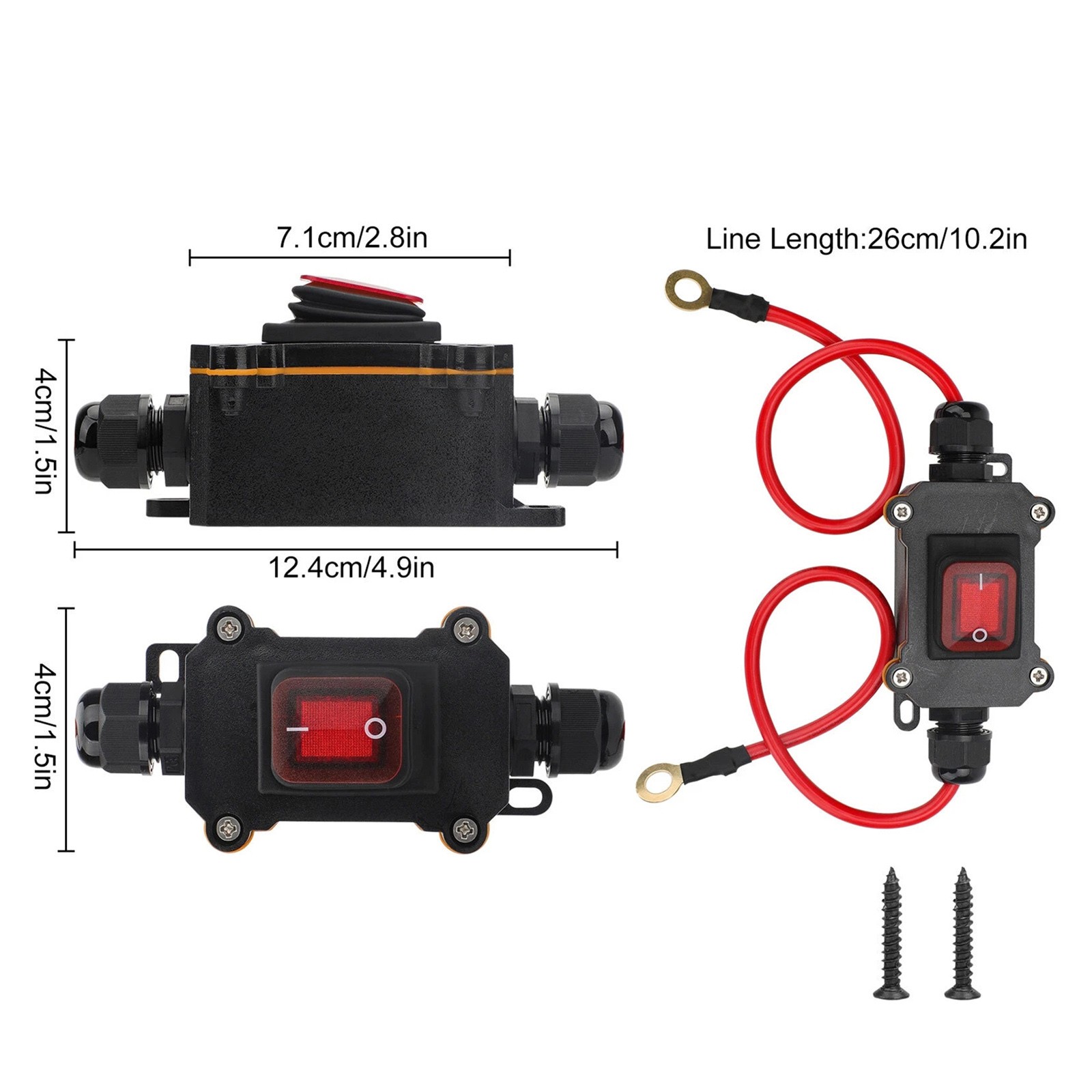 DC 12V-24V Inline Cord Switch IP67 Waterproof Outdoor ON/Off Toggle Switch
