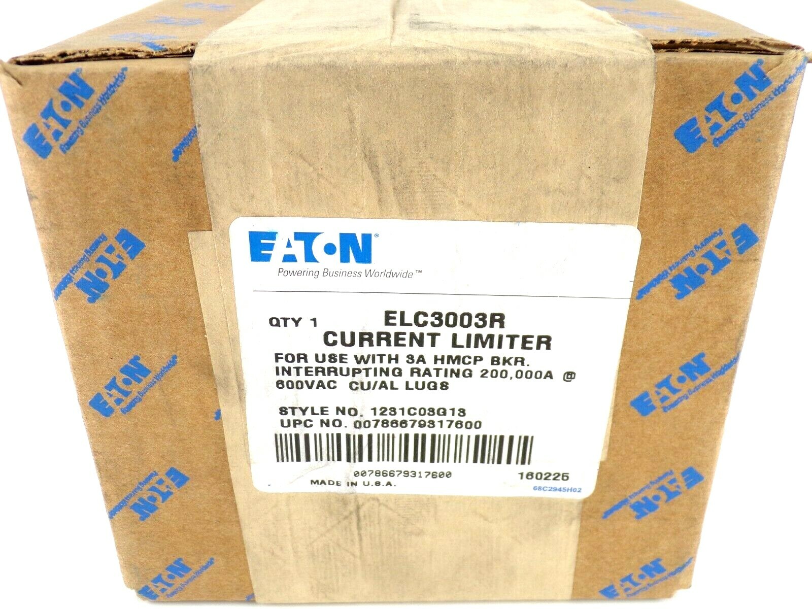 SEALED Eaton ELC3003R Current Limiter Assembly, Molded Case, 3-Pole, 3Amp, 600V