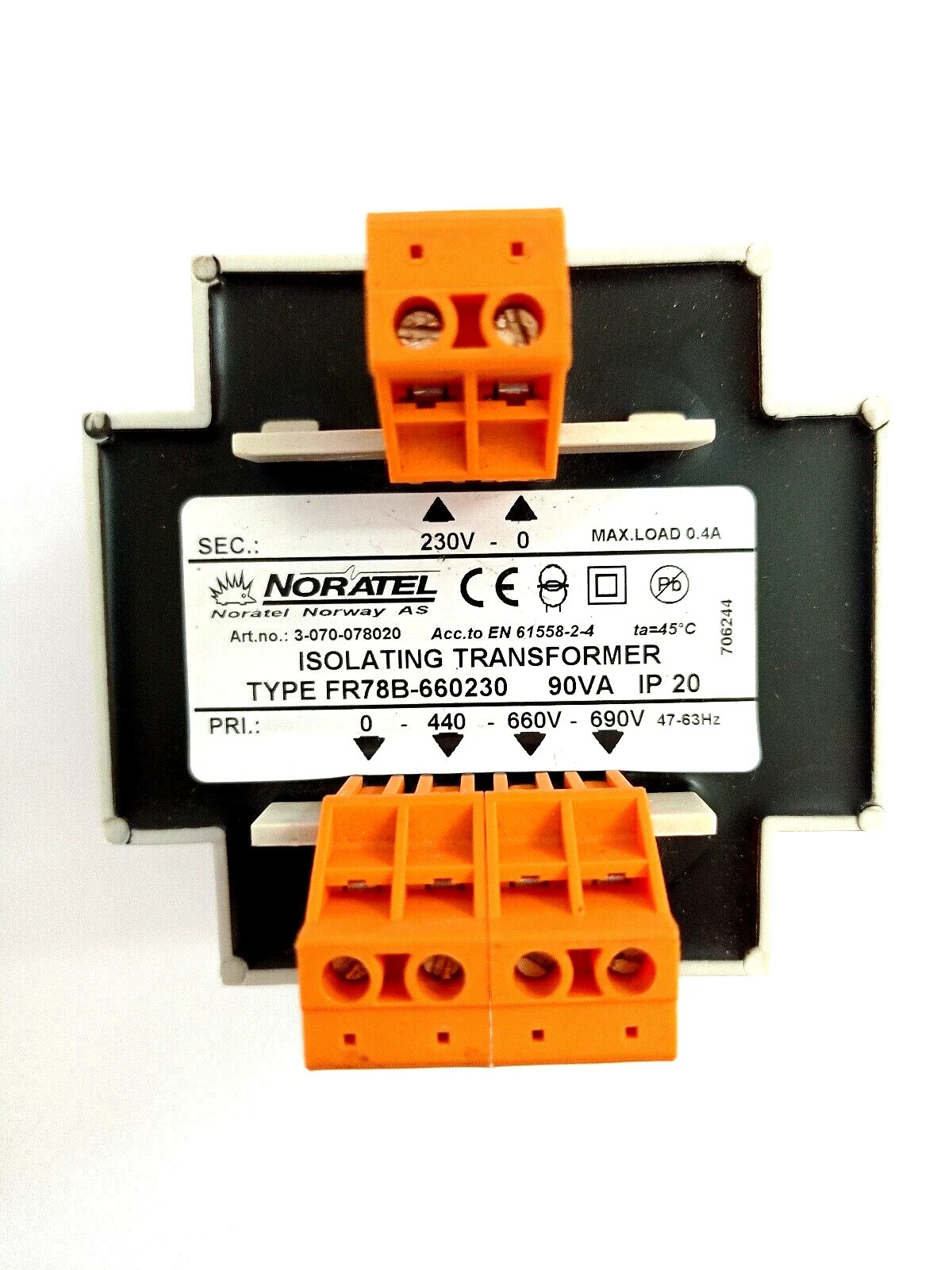 NORATEL FR78B-660230 ISOLATING TRANSFORMER 90VA