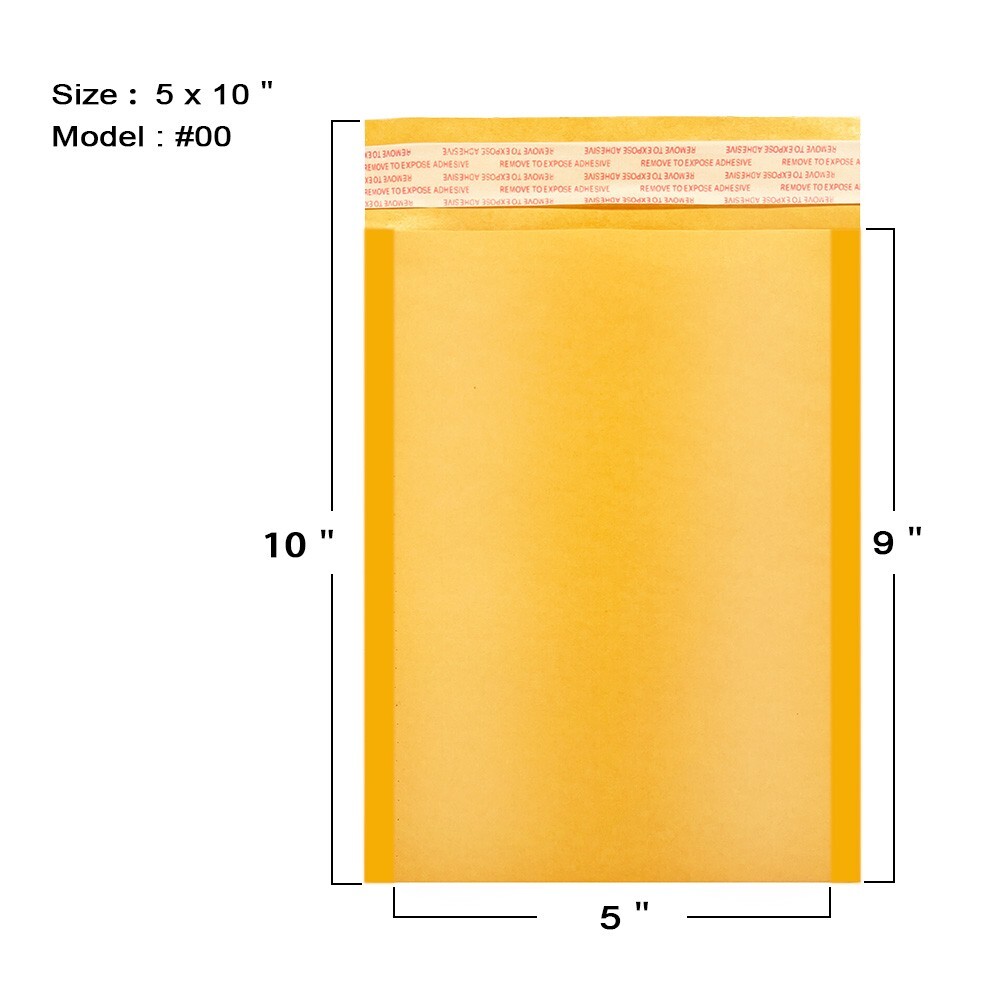 Coolpkg 50 pcs #00 5×10 Kraft Bubble Padded Shipping Envelopes Mailers 5*10