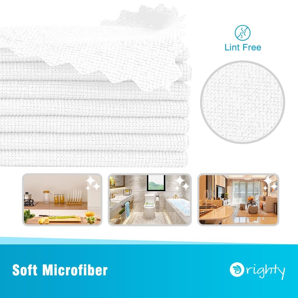 Orighty Microfiber Cleaning Cloth Bulk, Shop Towels Rags 50 Pack, White