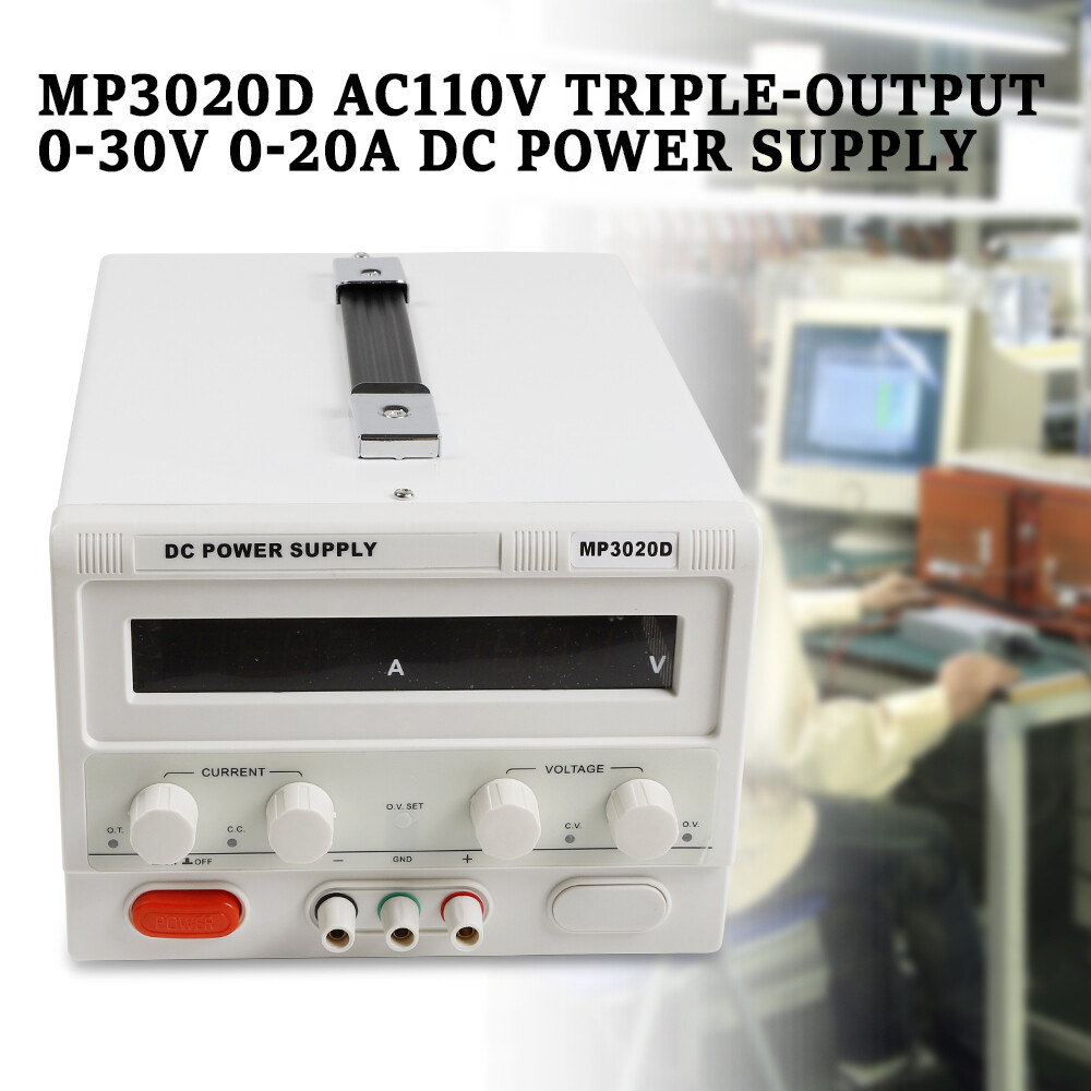 0-30V 0-20A DC Lab Power Supply Regulated 60Hz AC 110V Portable Adjustable+ Line
