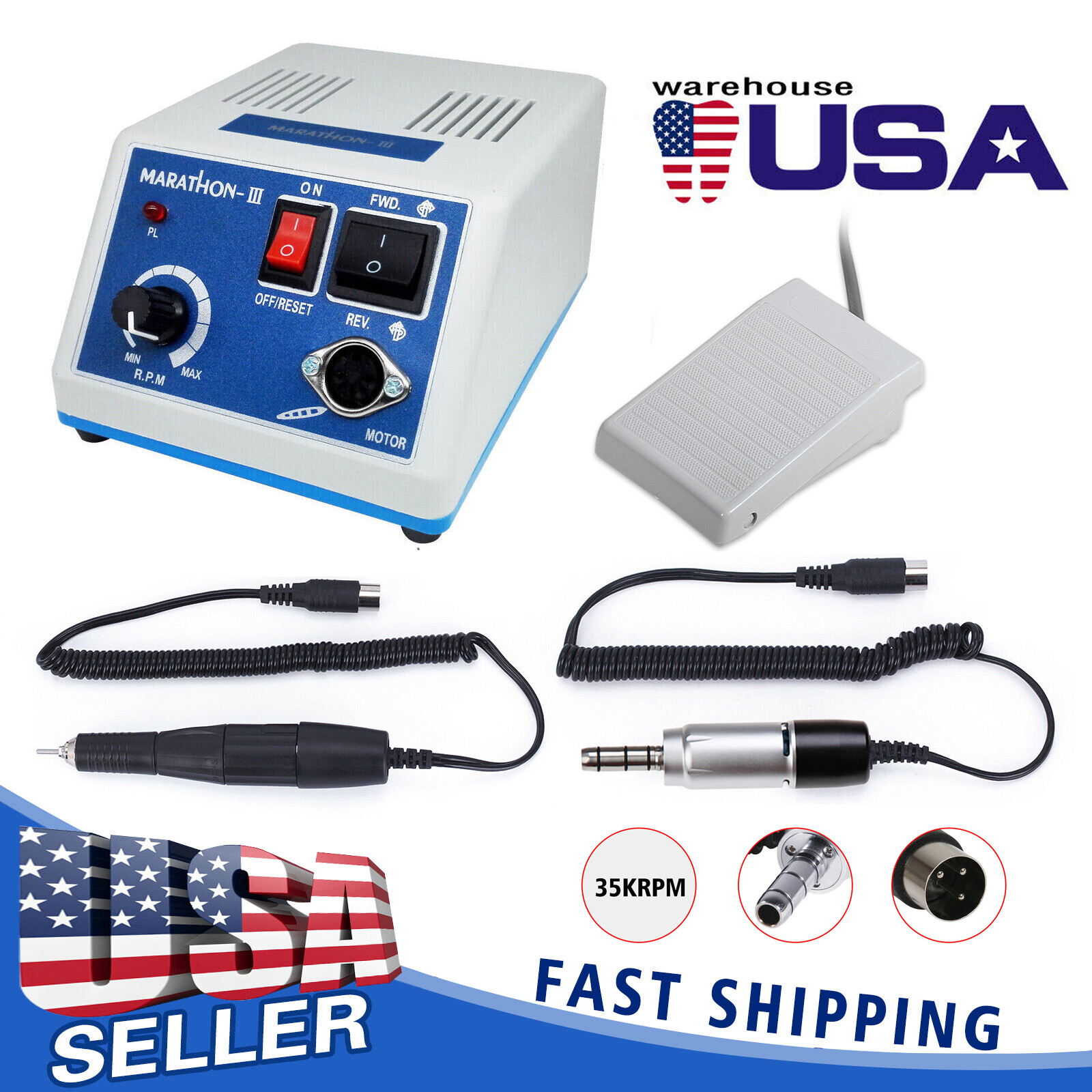 Dental E-Type Micro Motor MARATHON W/Polishing 35,000 RPM Handpiece USA