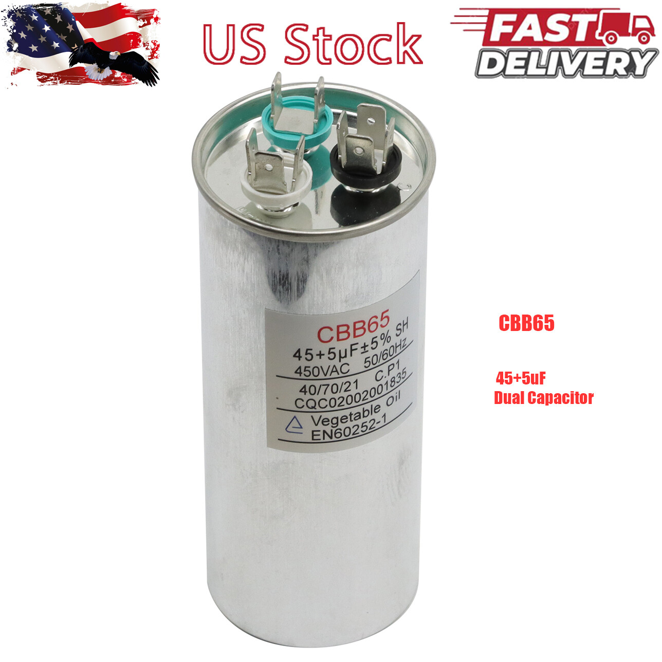 45+5 uF MFD 370-440 V AC High Quality Motor Dual Run Capacitor CBB65-R