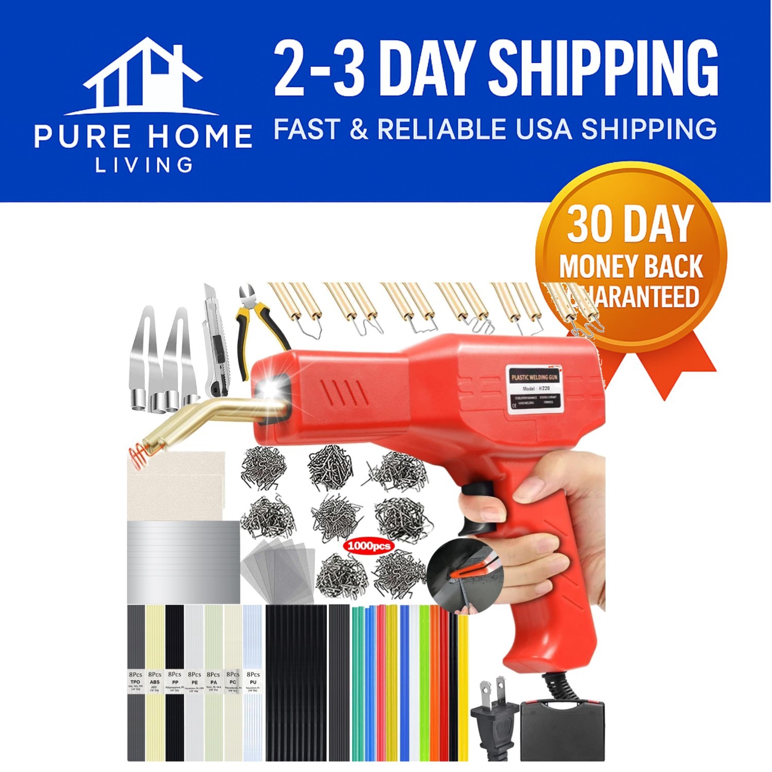 Multi-Purpose 220W Plastic Welder with Ergonomic Handle & LED Light