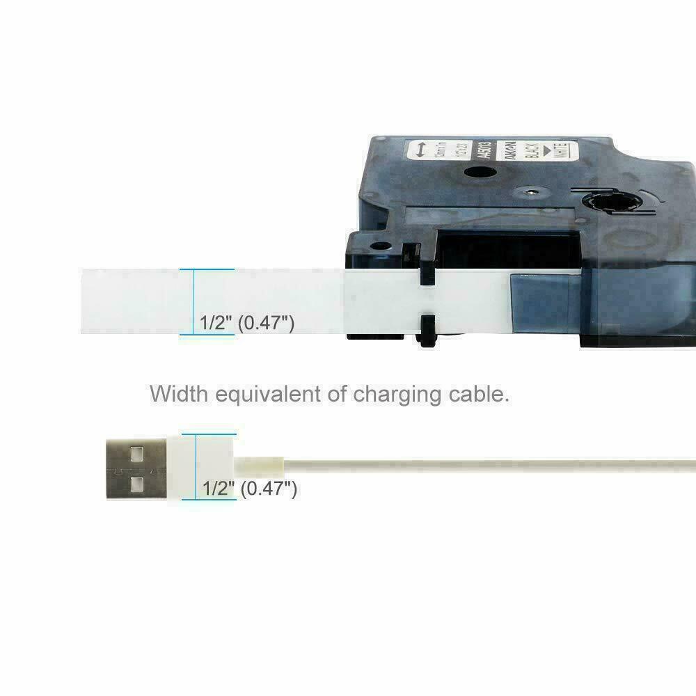 5X 45013 S0720530 Label Tape Compatible for Dymo 12mm Black on White Waterproof