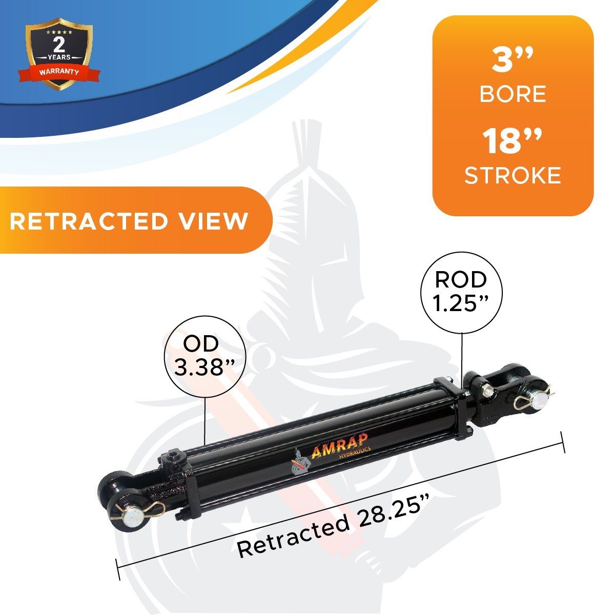 3×18 Hydraulic Cylinder – 3″ Bore 18″ Stroke Double Acting Tie Rod Cylinder