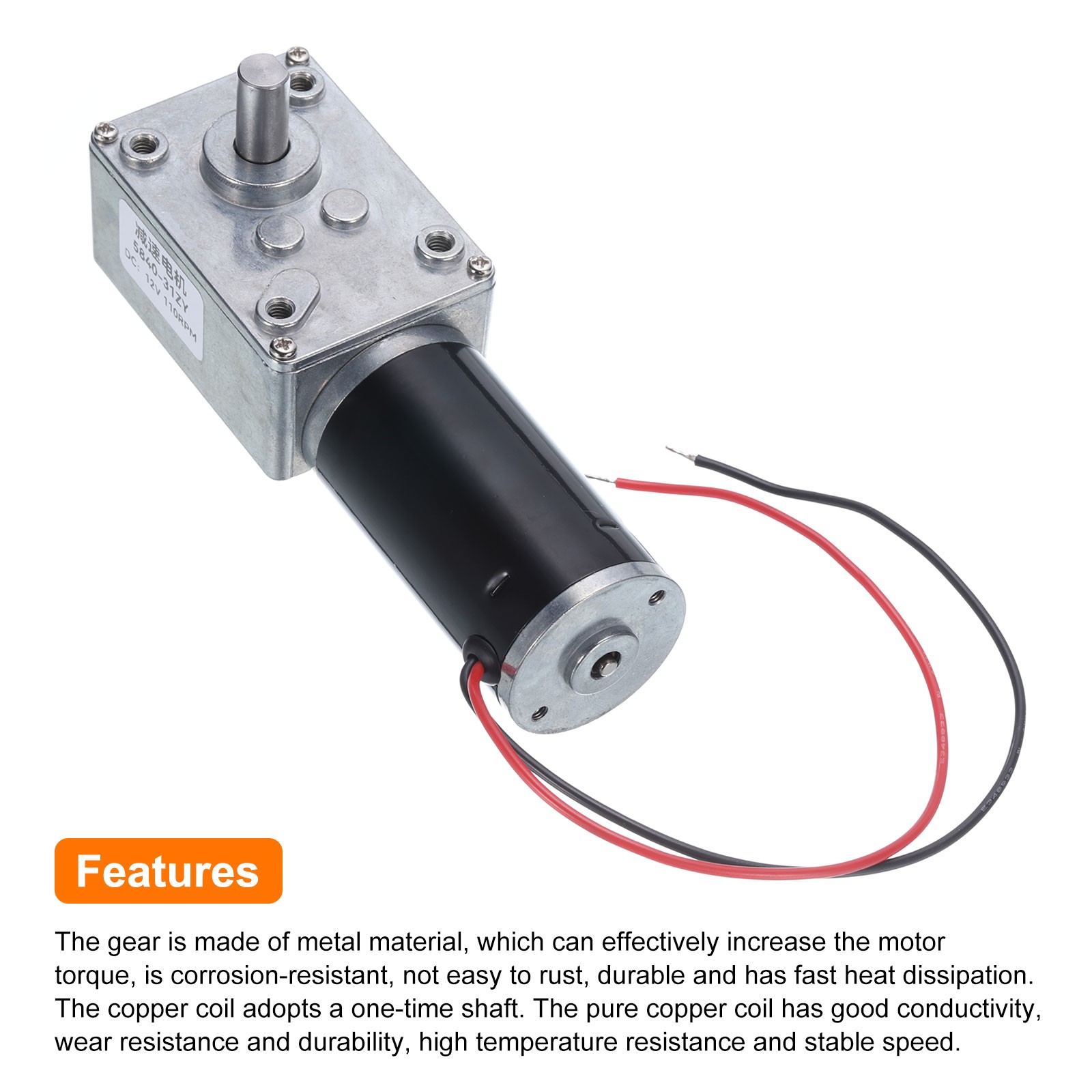 DC 12V High Torque Turbine Worm Geared Motor with 8mm Shaft 110RPM Geared Motor
