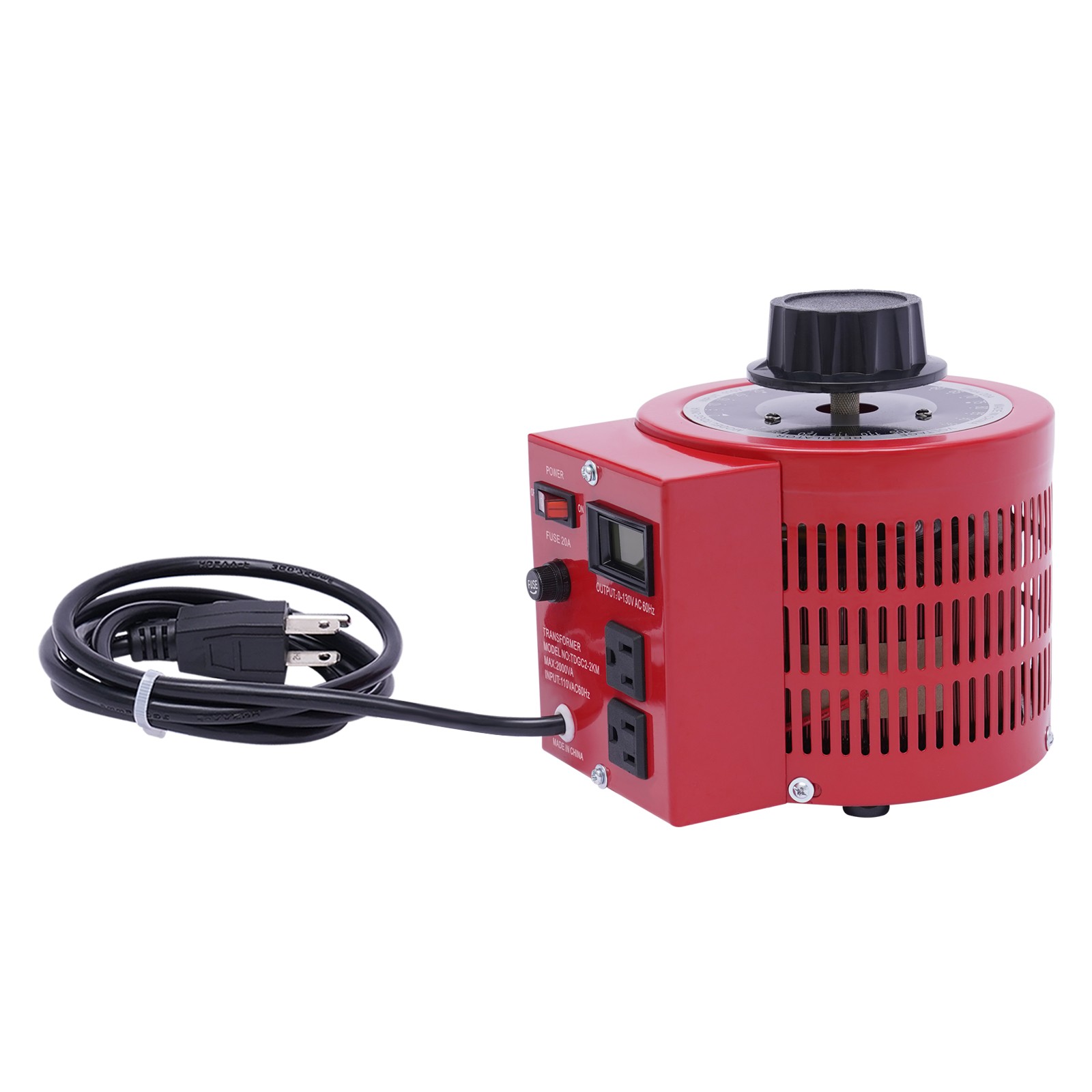 20Amp Variac Transformer Variable 0-130V AC Voltage Regulator Metered 2000VA Red