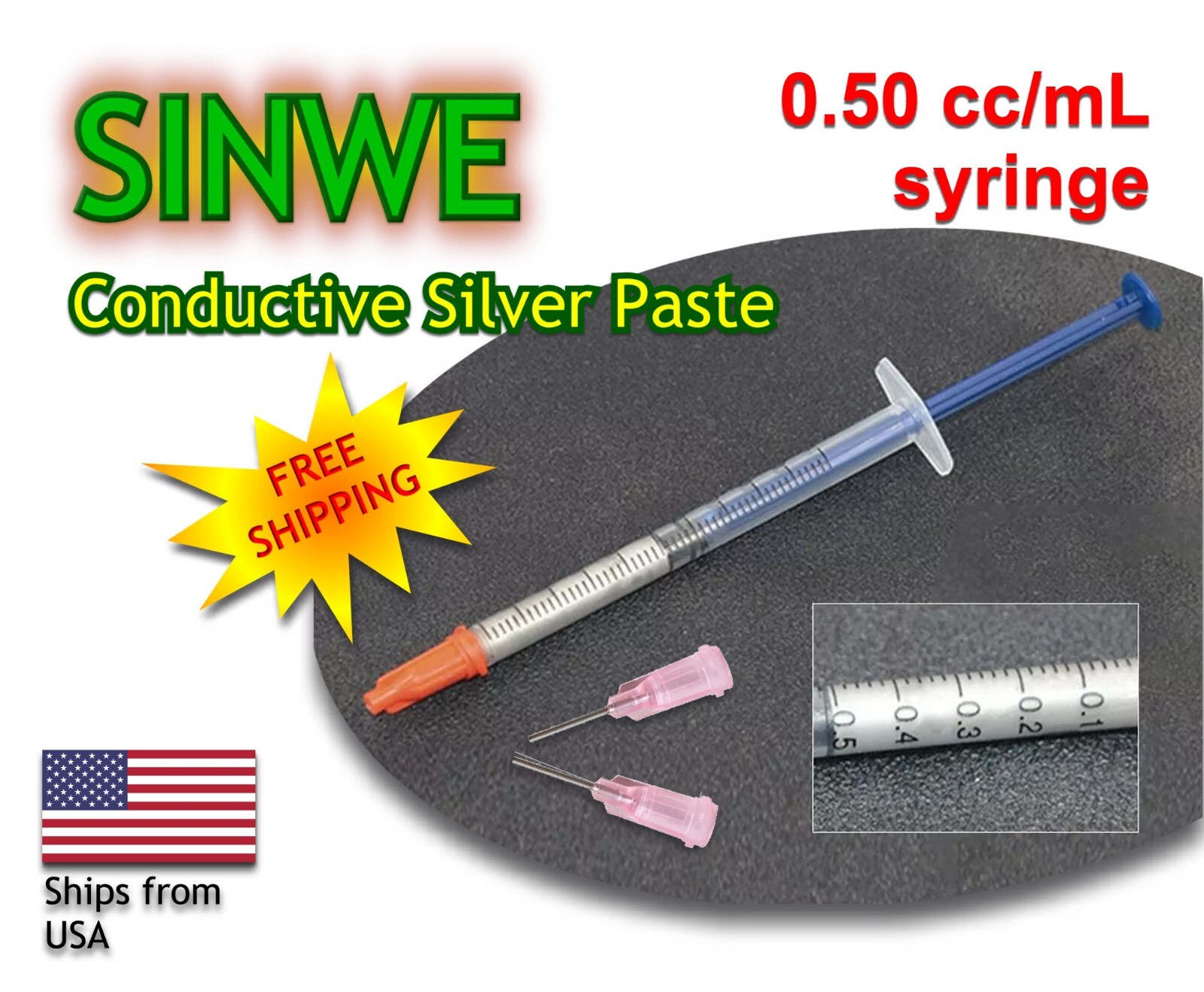 SINWE Silver Conductive Paste – PCB repair, SMD mounting – 0.5cc/mL syringe
