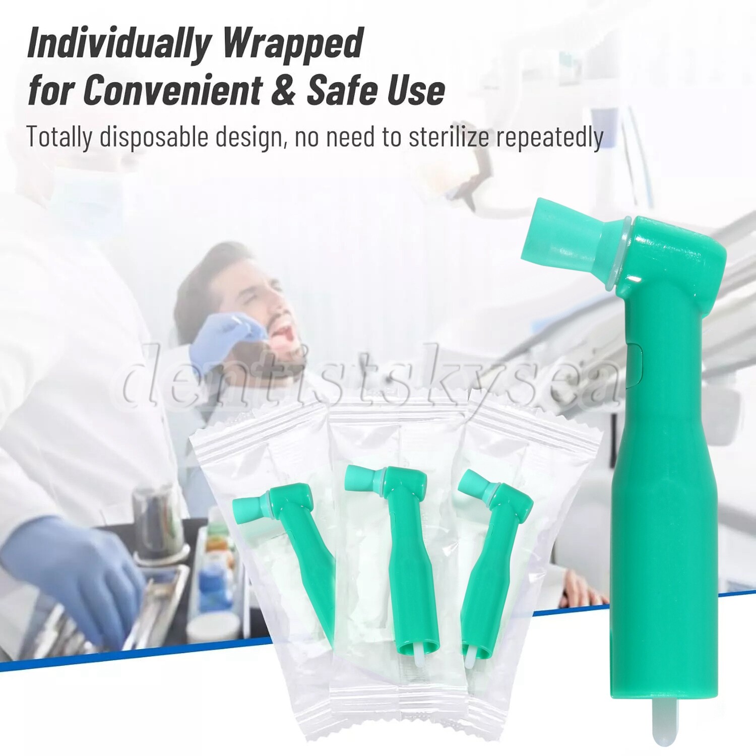 100pcs Dental Prophy Brush Cup Disposable 105° Angle Polish Brushes Green