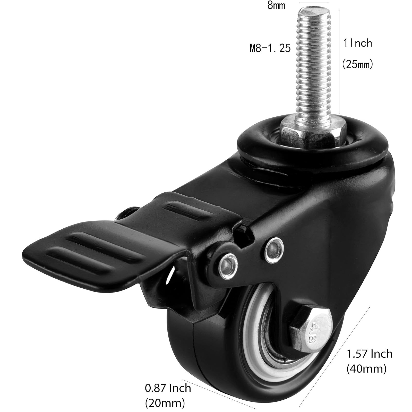 YEEMIGO 1.5 Inch Swivel Caster Wheels Set of 4, Heavy Duty Locking Casters
