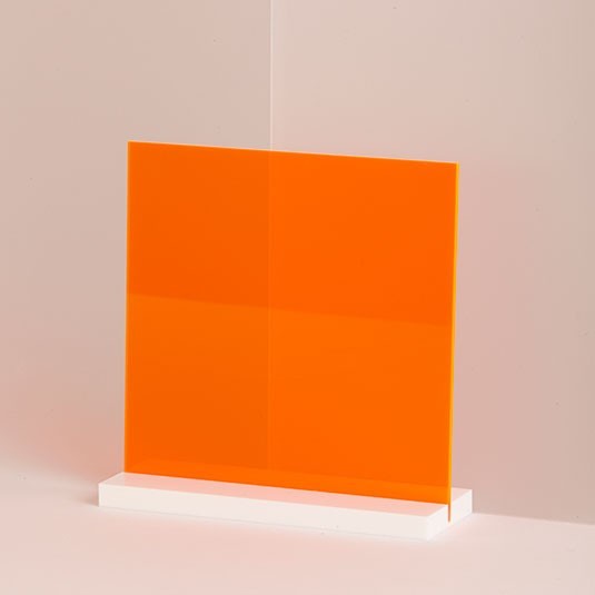 1/8″ (3mm) Orange Neon Fluorescent Acrylic Plexiglass sheet 12″ x 12″ AZM