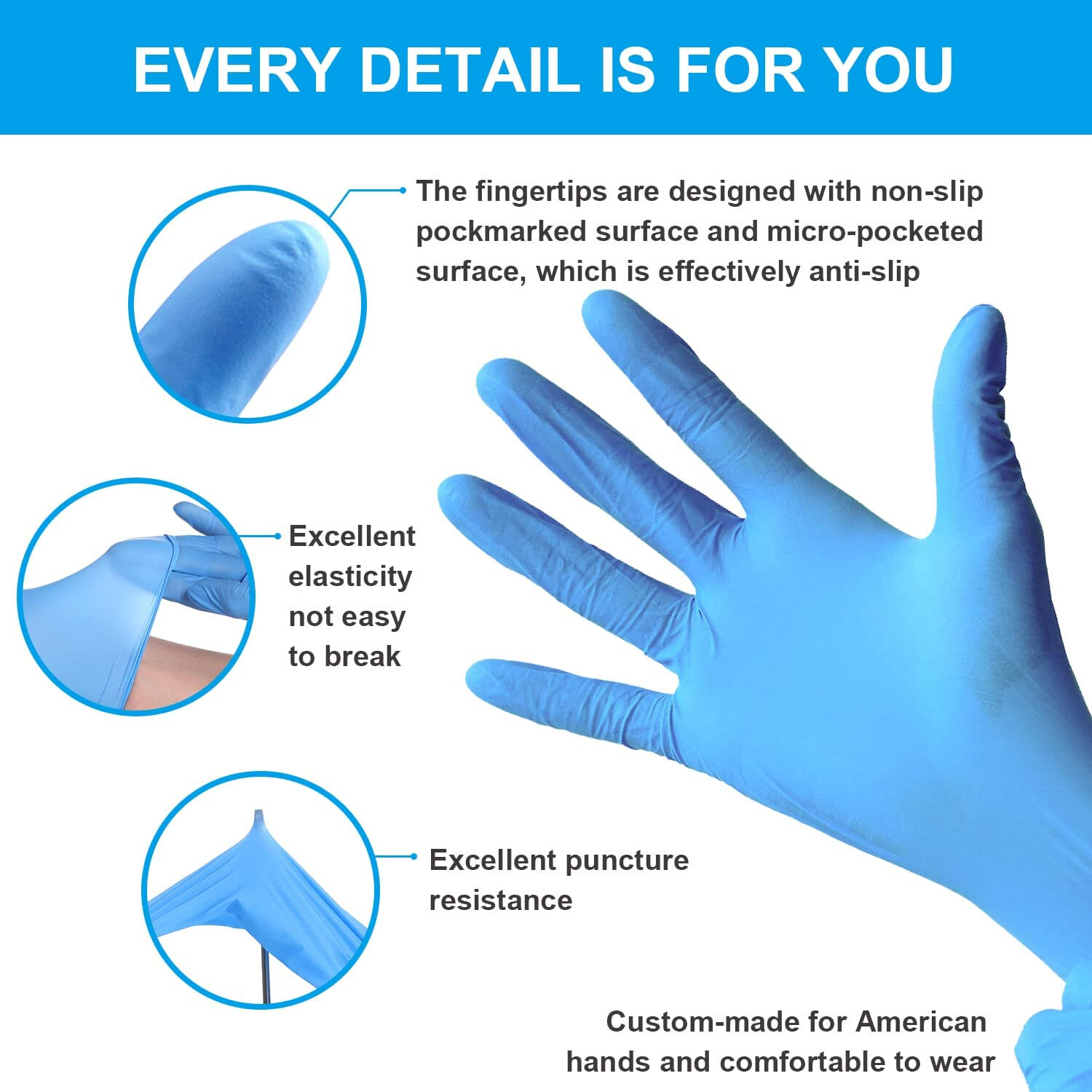 BLUE Nitrile Exam Gloves Latex & Powder Free [M, L Size] 100/500 /1000PCS