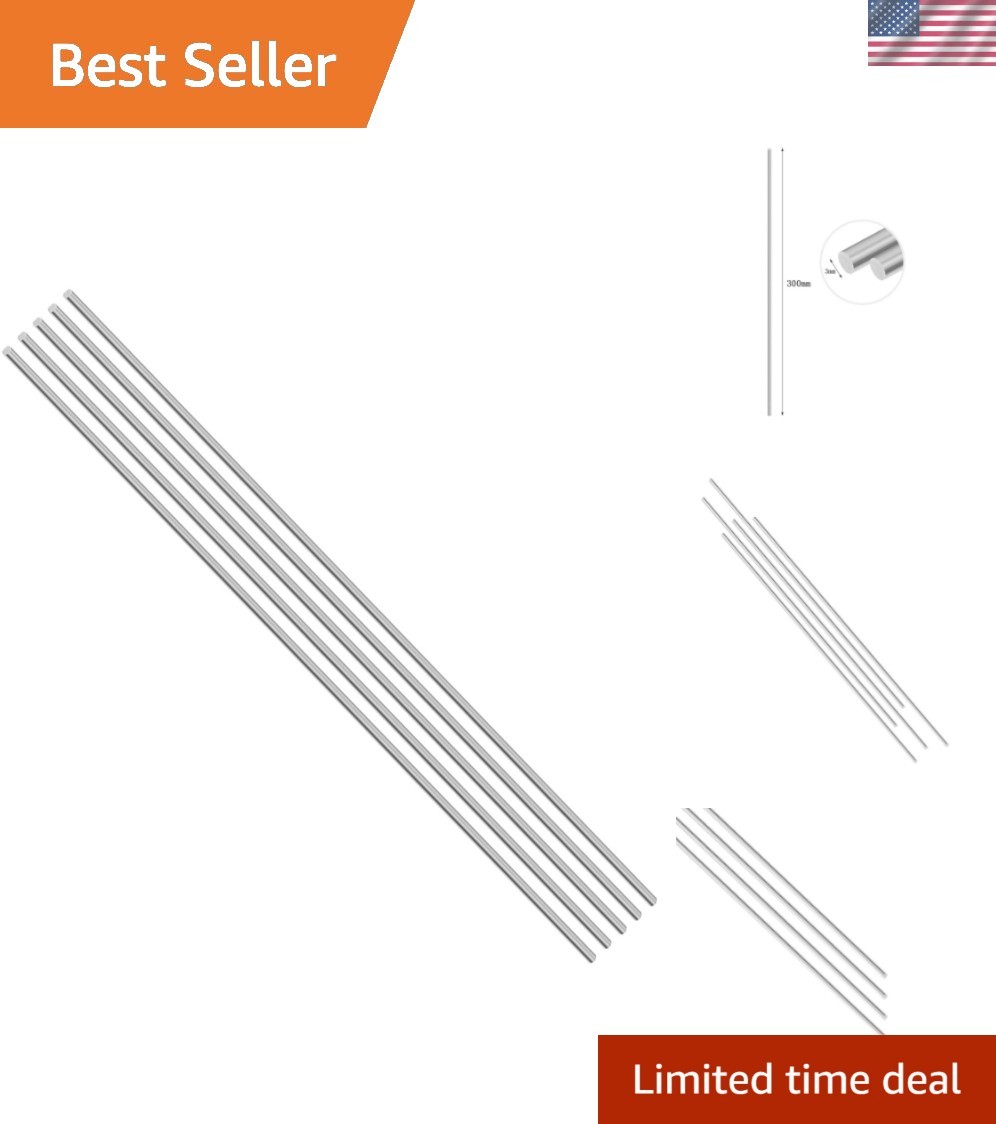 5 Pieces 304 Stainless Steel 3 x 300mm Round Rods Metal Solid Shaft Rod