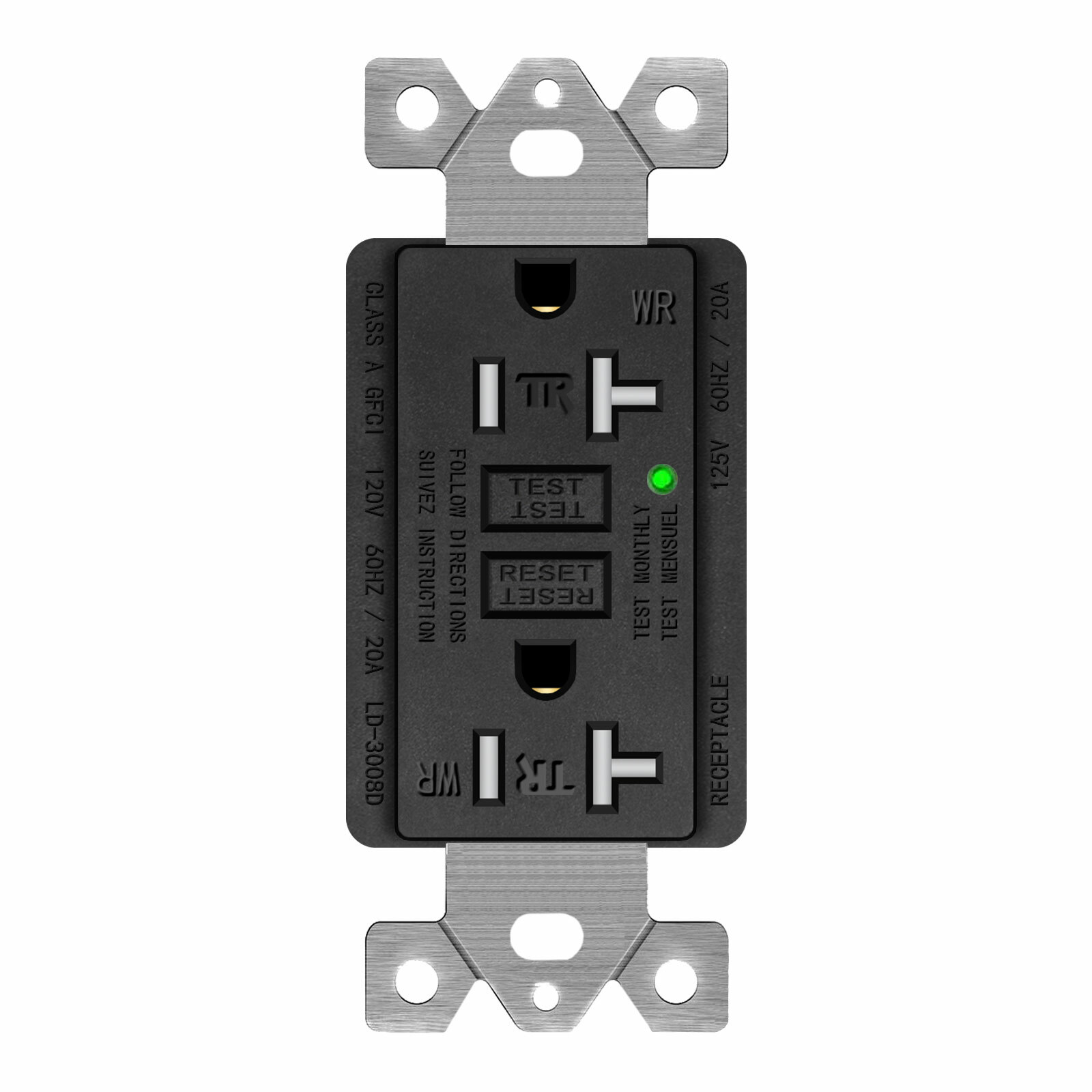 GFCI Outlet 20 AMP AC Receptacles Tamper Resistant LED Indicator Indoor Outdoor