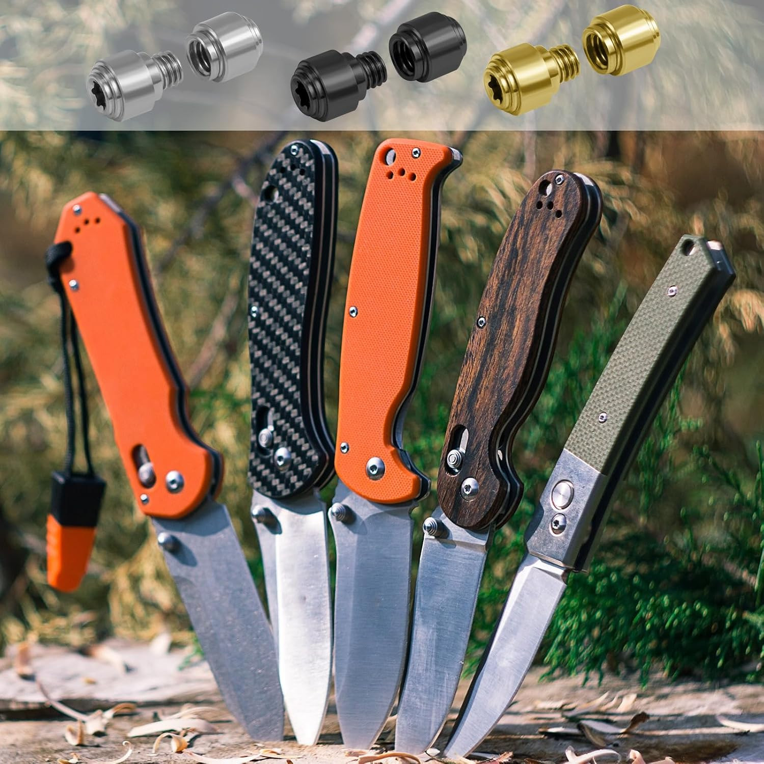 Titanium Thumb Stud Replacement Screws for Benchmade 535 Bugout (3 Sets)