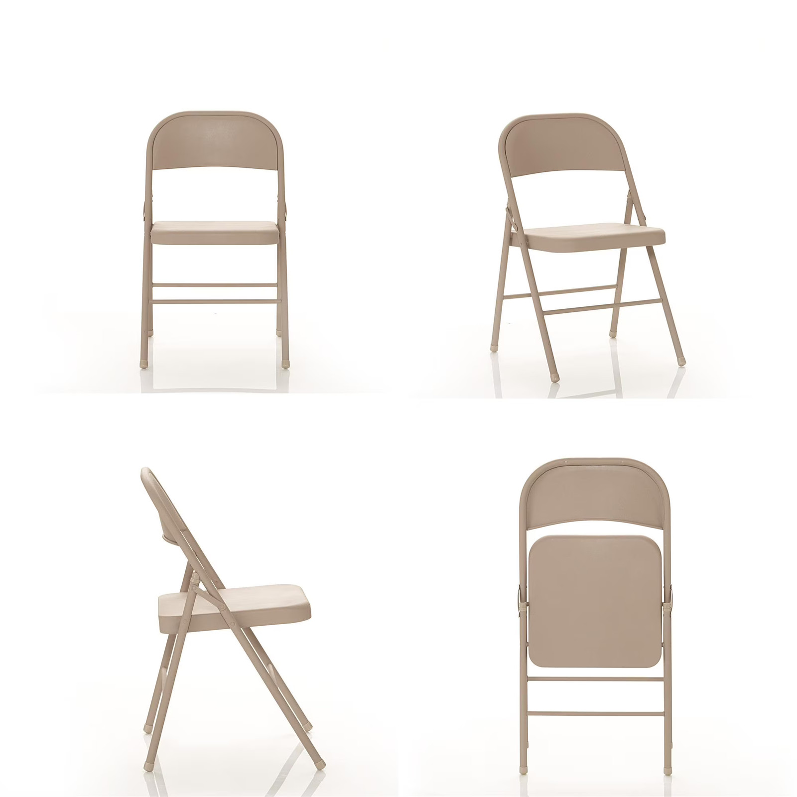 Mainstays Beige All-Steel Metal Folding Chairs, Set of 4 Heavy Duty Foldable