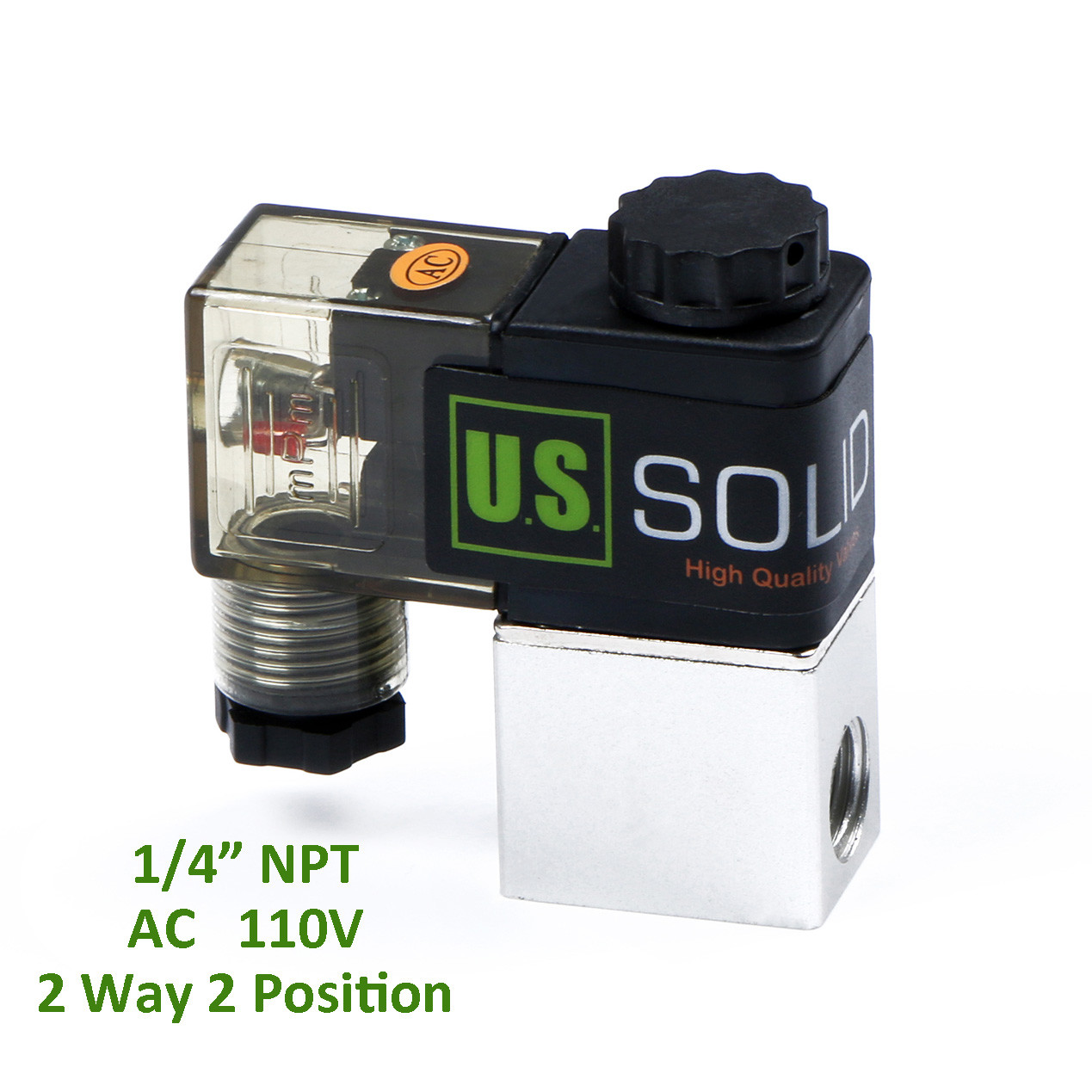 U.S. Solid 1/4″ Pneumatic Electric Solenoid Valve 2 Way 2 Position AC 110V, Air