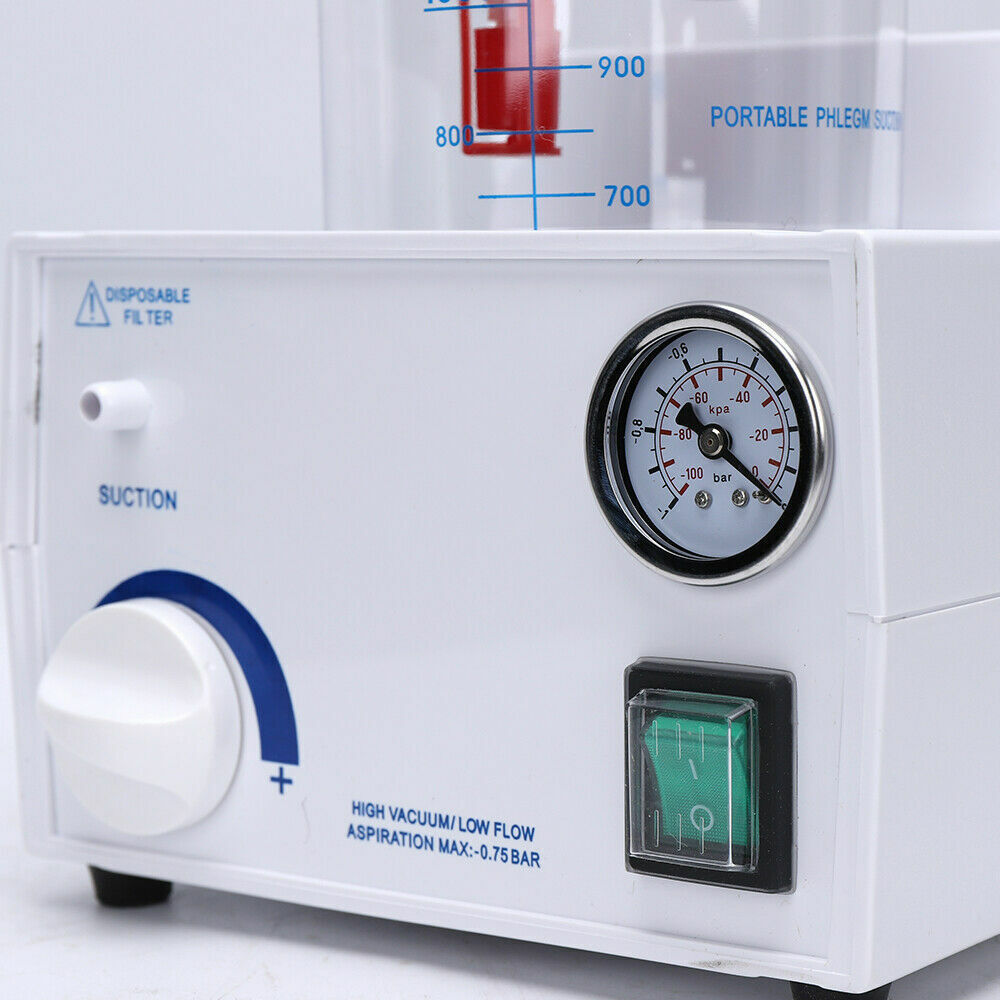 1000mL Portable Phlegm Suction Unit Emergency Medical Vacuum Aspirator Machine
