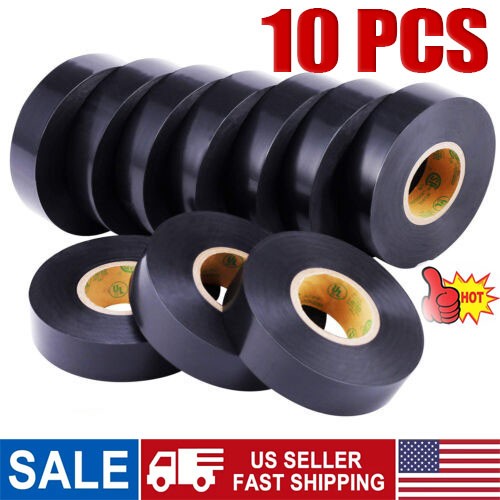 Electrical Tape Wiring Harness wire (10-Pack, Black, 3/4″ W x 20ft L) auto truck