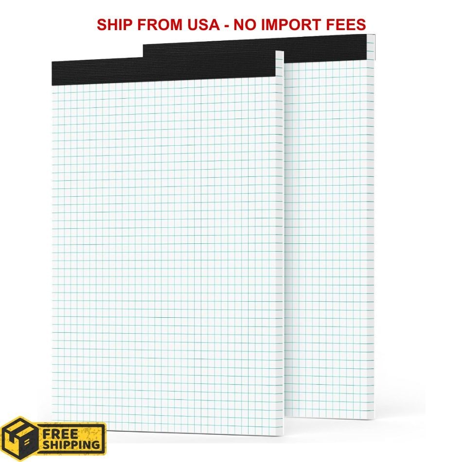 Graph Paper, Grid Paper 8.5 x 11 Graph Paper Pad, [2 Pack] Quad Ruled Grid Paper