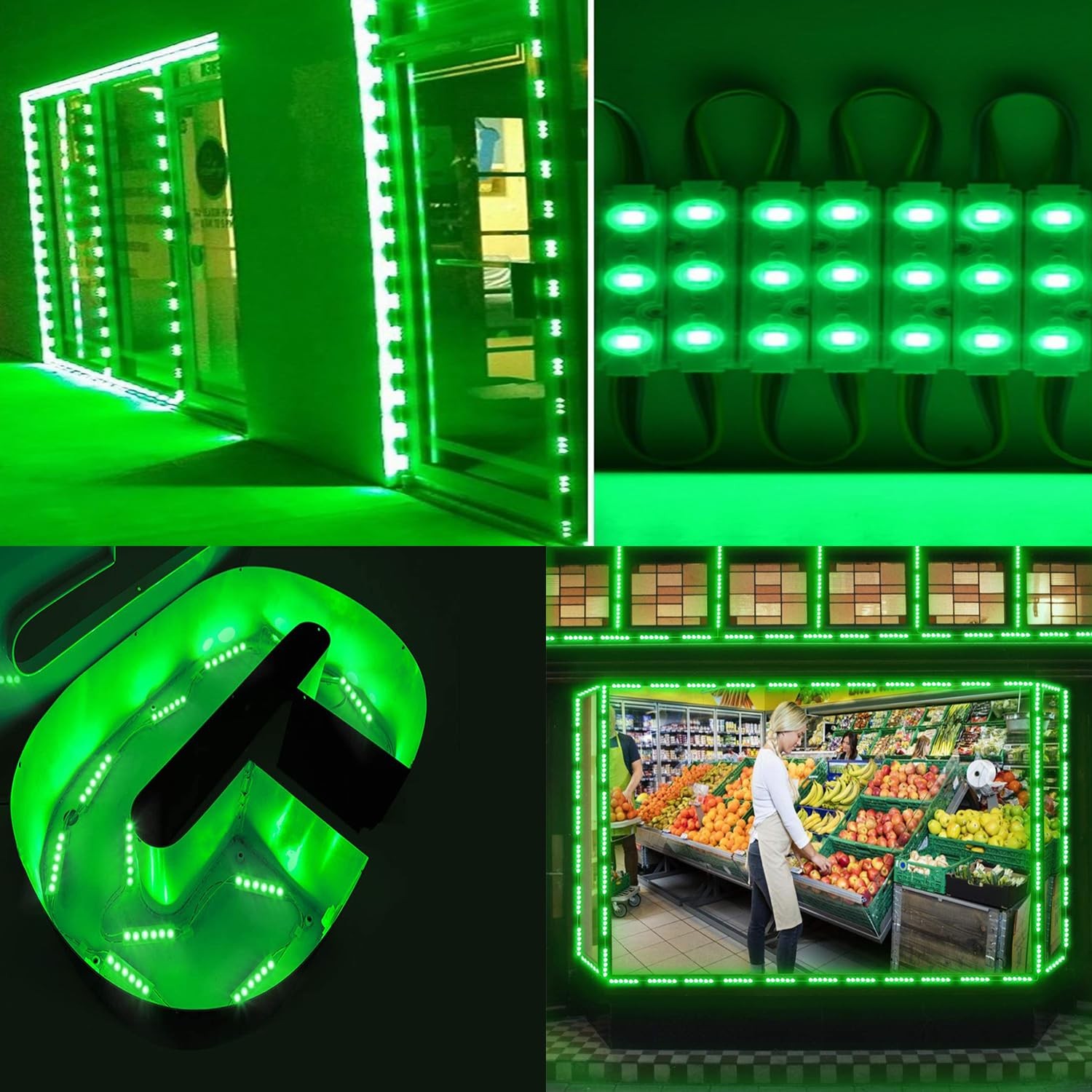 100 PCS Green LED Module Windows Lights 5050SMD 150LM Waterproof IP65 Tape