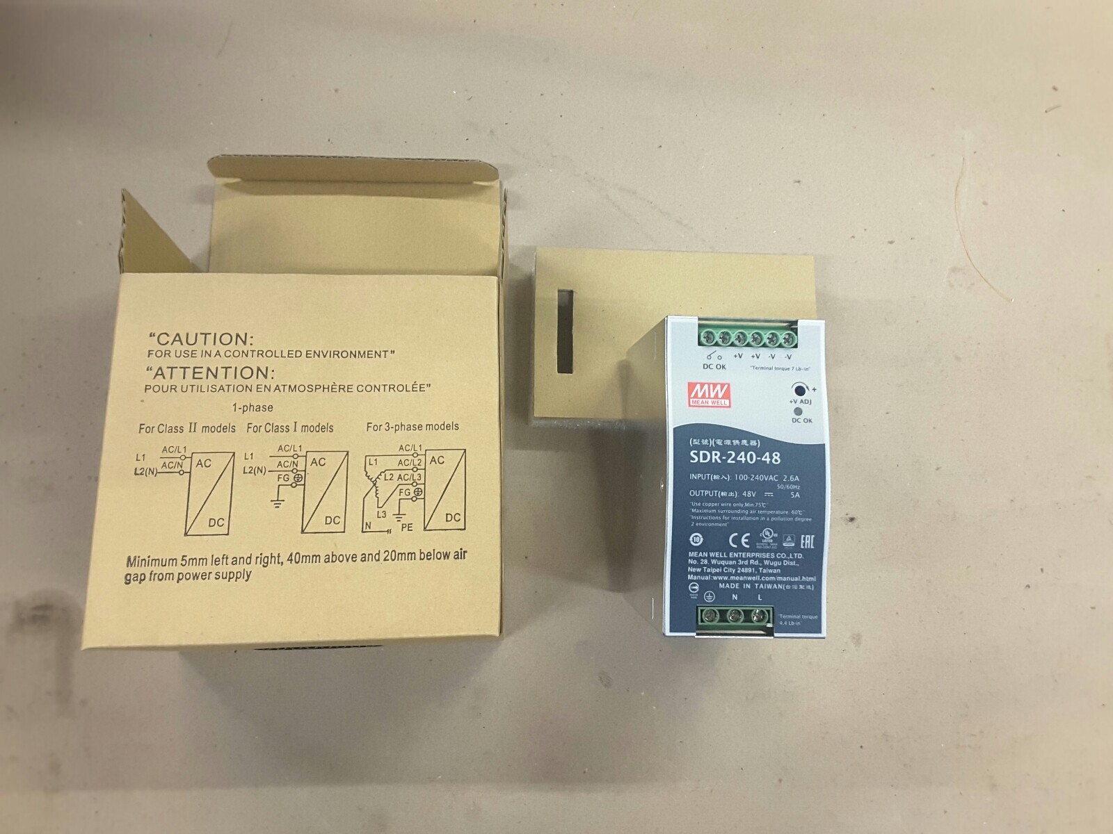 MEAN WELL SDR-240-48 240W 48V 5A AC to DC DIN-Rail Power Supply 100-240v input