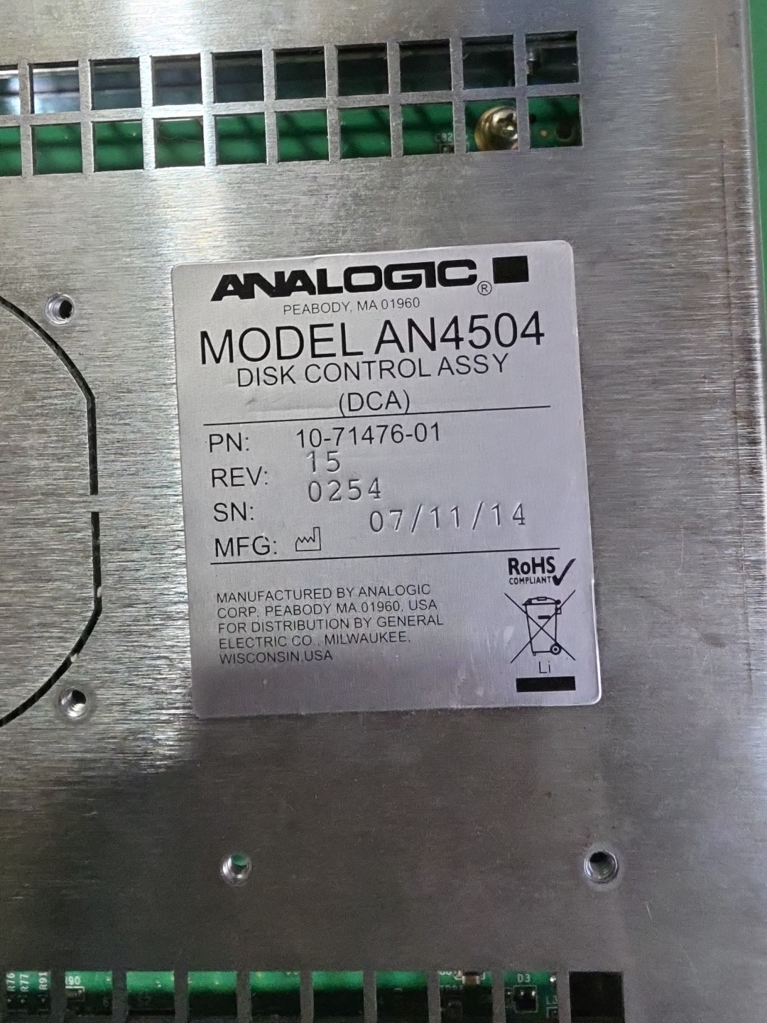 10-71476-01  GE AN4504 DCA (Disk Controller Assembly)