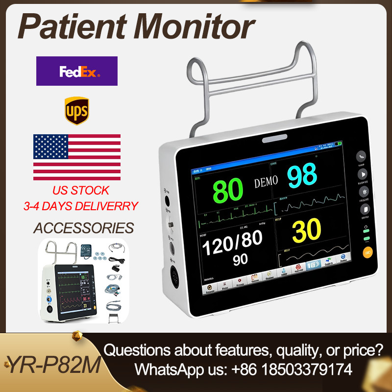 8″ 5-Parameter Patient Monitor ECG NIBP SpO2 RESP TEMP, US Stock