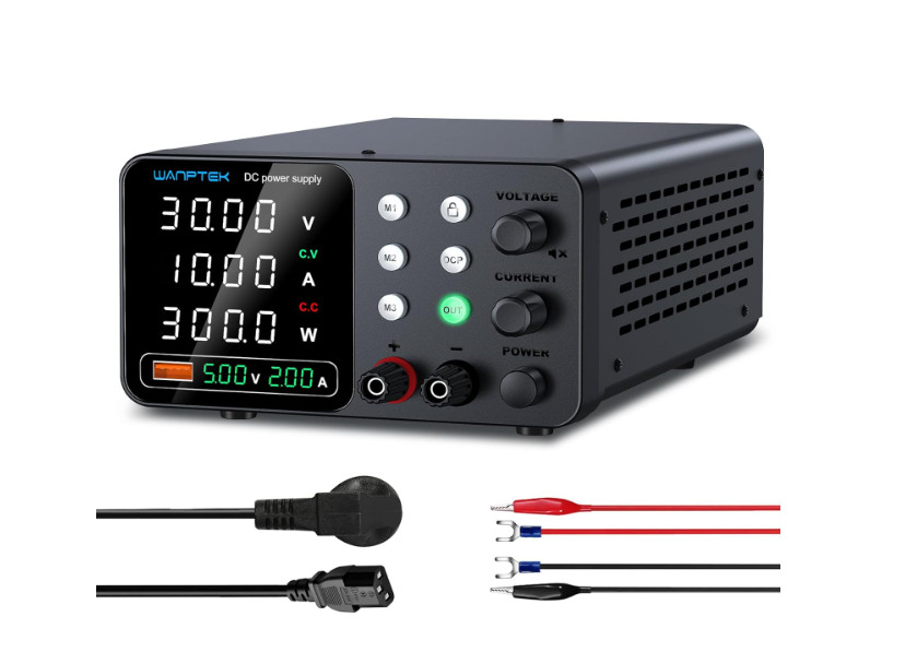 Fuente de alimentación DC 30V 10A con memoria, protección OCP y carga USB. Nuevo