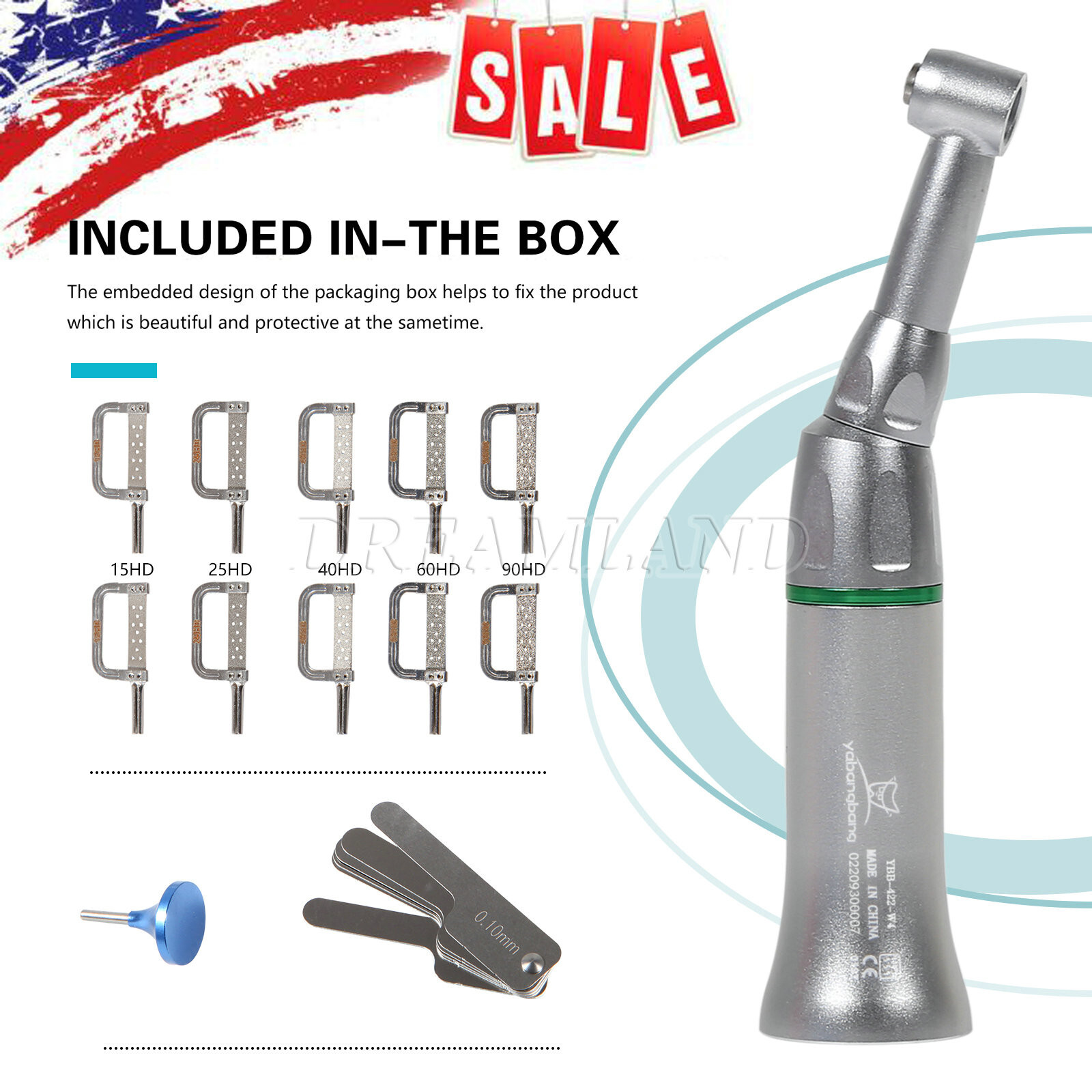 4:1 Reduction Dental Contra Angle IPR Handpiece & 10 Interproximal Strips Kit q*
