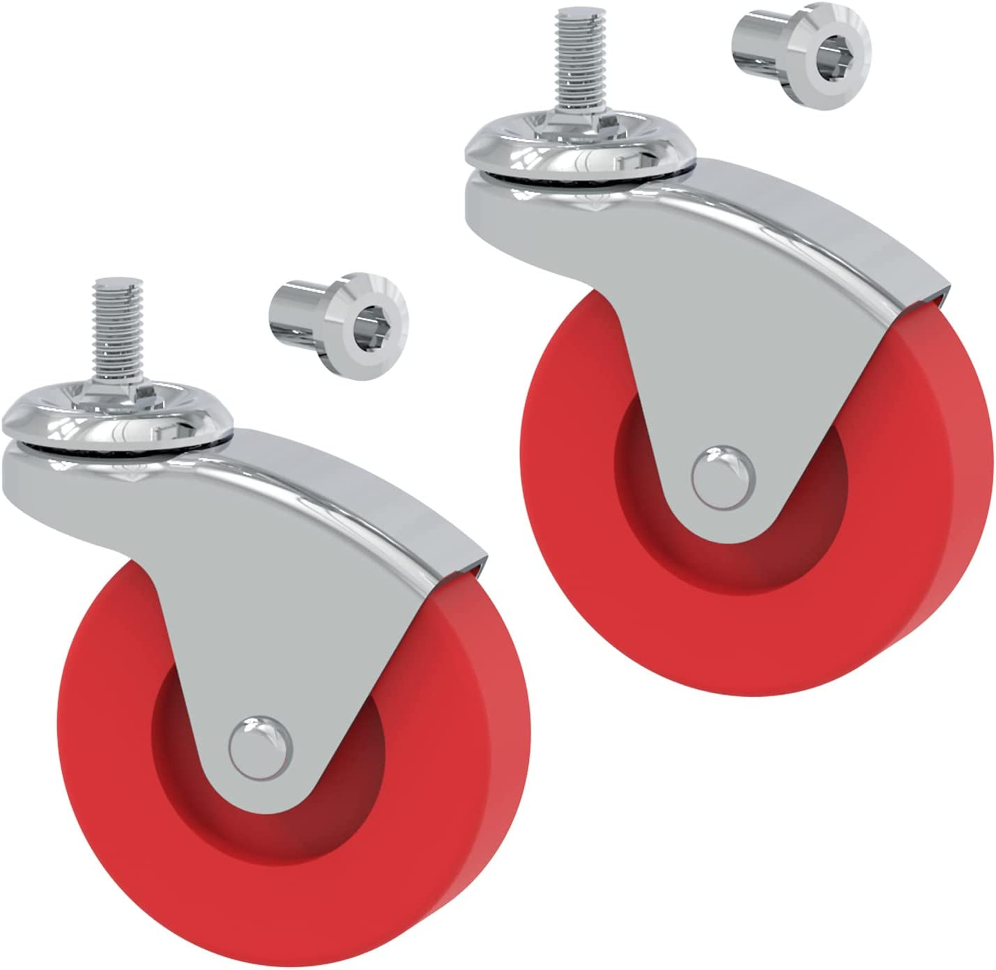 2 Pack 2.5 Swivel Caster Wheels Post Mount for Creeper Cart Stool Utility Dolly