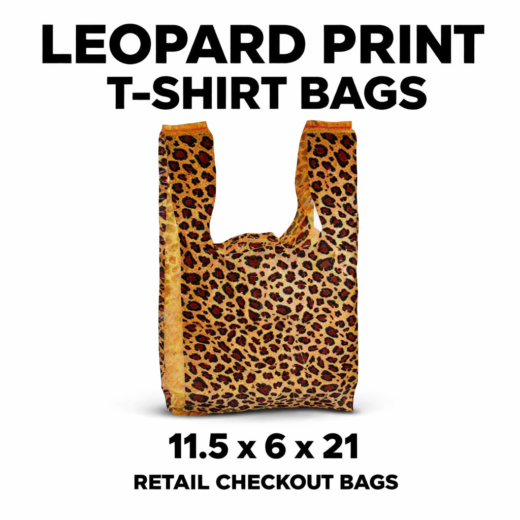 Bags Leopard Print Plastic T Shirt Retail Shopping Checkout Bags 11.5 x 6 x 21